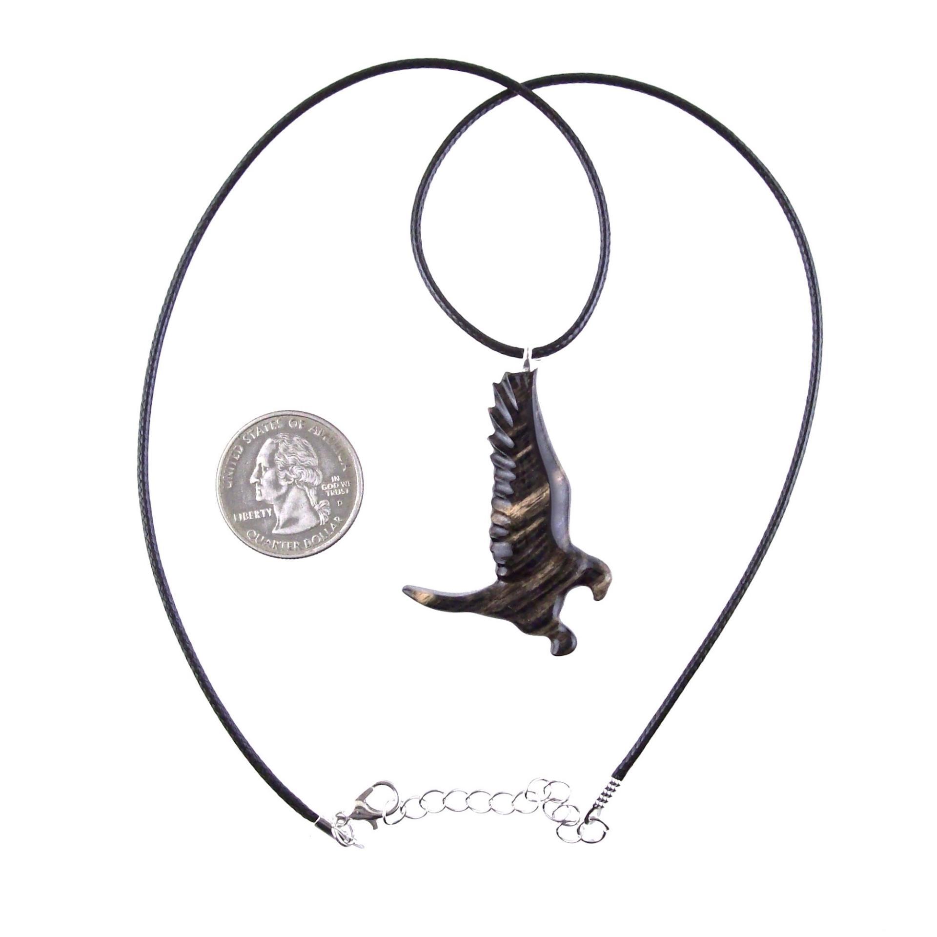 Hawk Necklace, Hand Carved Wooden Hawk Pendant for Men or Women, Wood Falcon Pendant, Totem Bird Jewelry