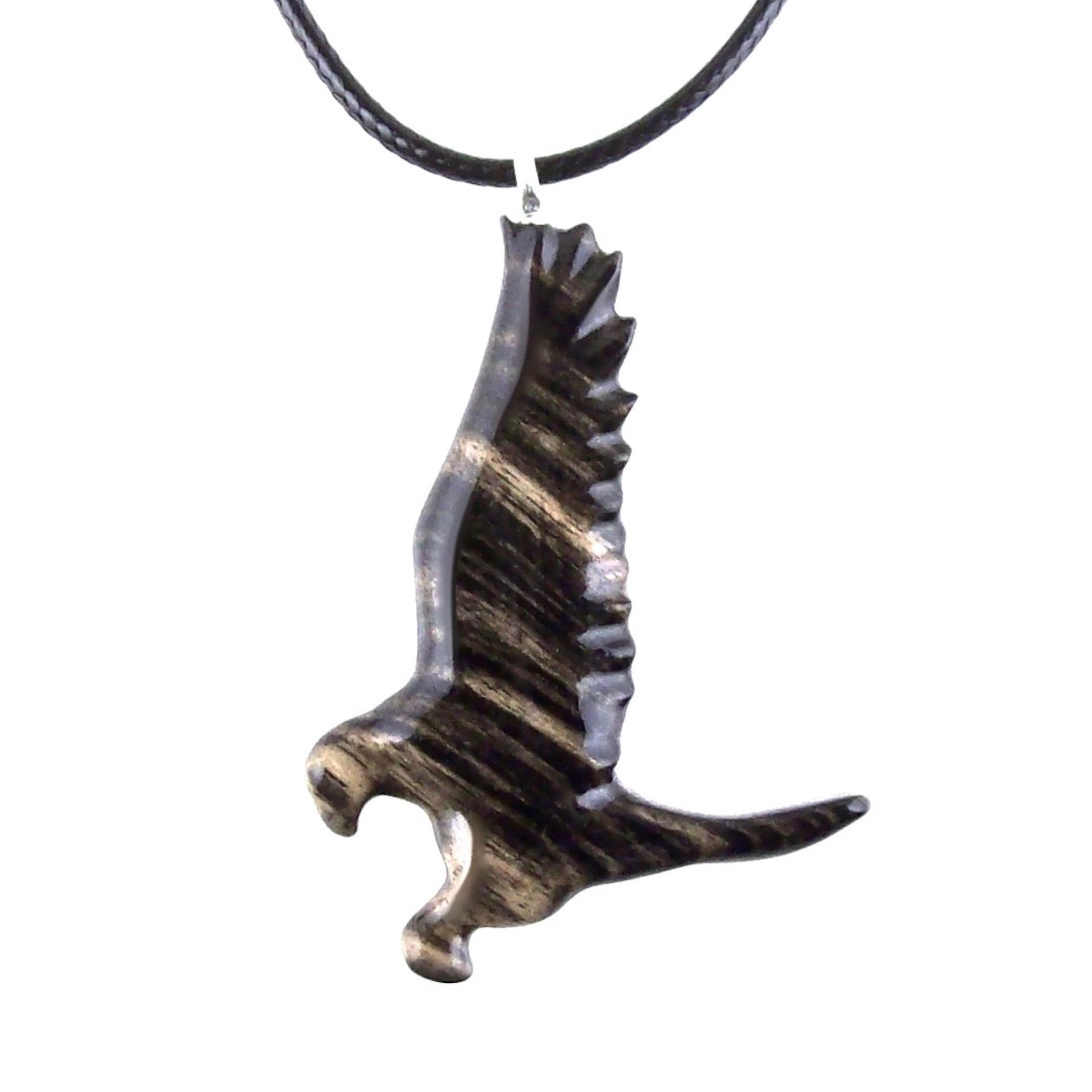 Hawk Necklace, Hand Carved Wooden Hawk Pendant for Men or Women, Wood Falcon Pendant, Totem Bird Jewelry