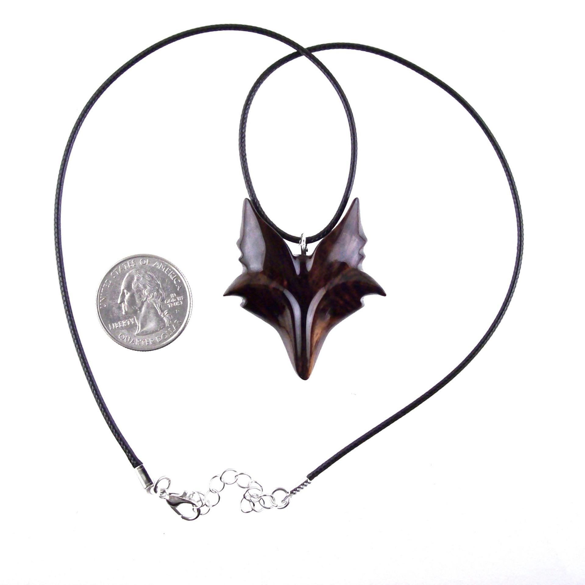 Hand Carved Wooden Fox Pendant, Celtic Fox Necklace for Men or Women, Totem Spirit Animal, Woodland Jewelry Gift for Her or Him