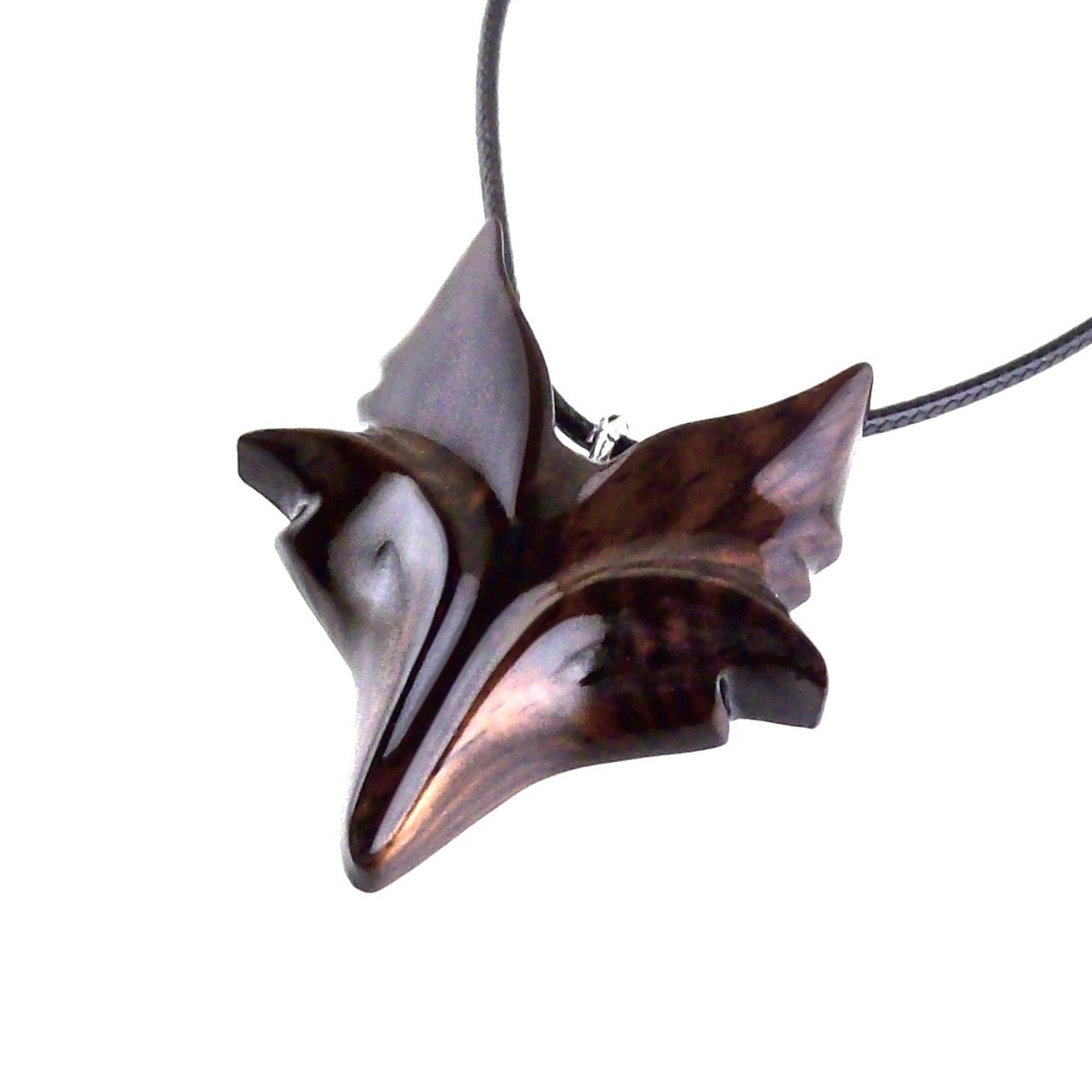 Hand Carved Wooden Fox Pendant, Celtic Fox Necklace for Men or Women, Totem Spirit Animal, Woodland Jewelry Gift for Her or Him