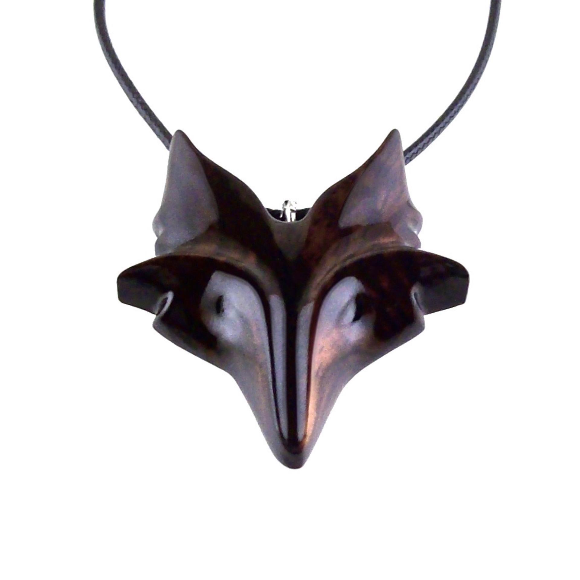 Hand Carved Wooden Fox Pendant, Celtic Fox Necklace for Men or Women, Totem Spirit Animal, Woodland Jewelry Gift for Her or Him