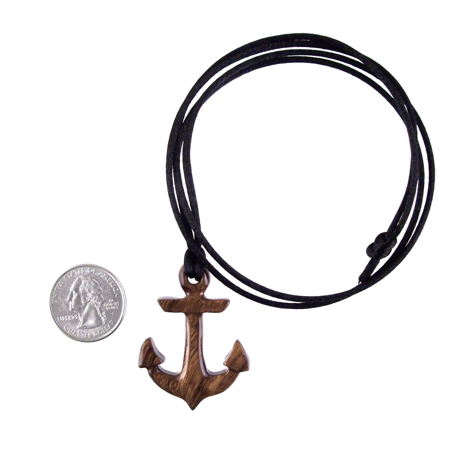Hand Carved Anchor Necklace, Wooden Anchor Pendant, Mens Wood Necklace, Handmade Nautical Jewelry, Gift for Him