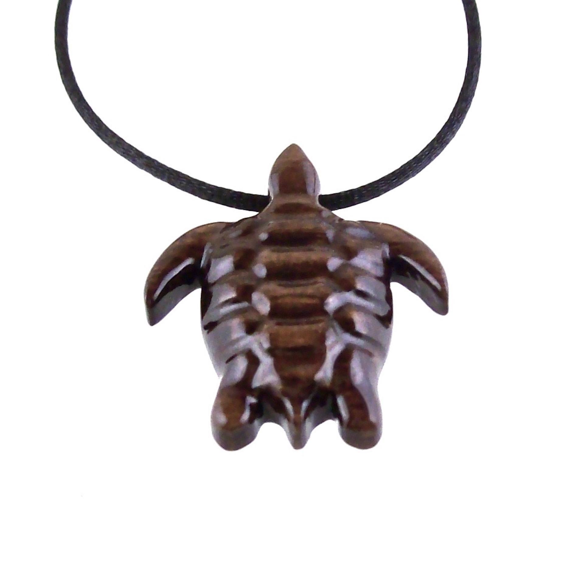 Sea Turtle Necklace, Hand Carved Wooden Turtle Pendant, Mens Wood Necklace, Nautical Jewelry