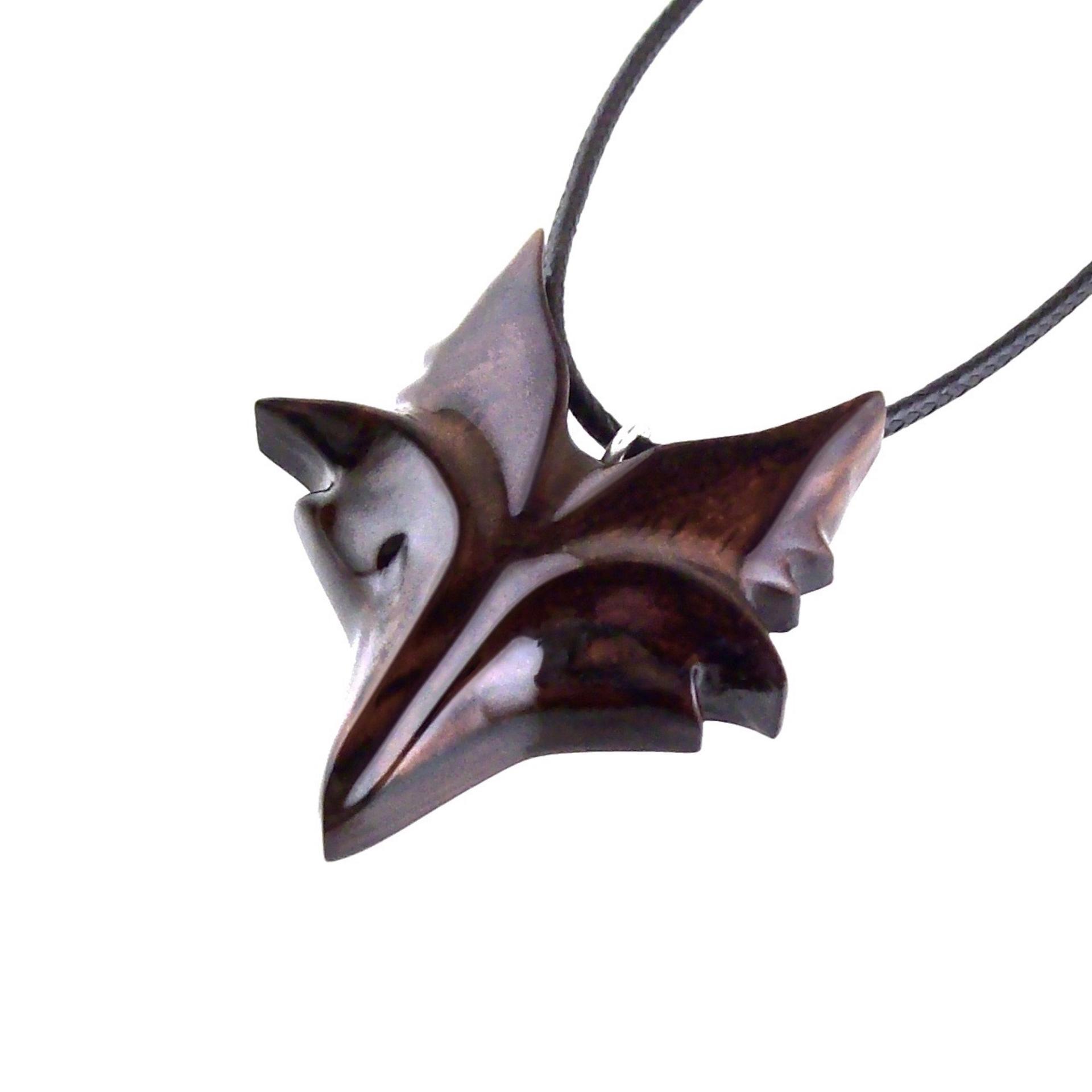 Hand Carved Wooden Fox Pendant, Celtic Fox Necklace for Men or Women, Totem Spirit Animal, Woodland Jewelry Gift for Her or Him