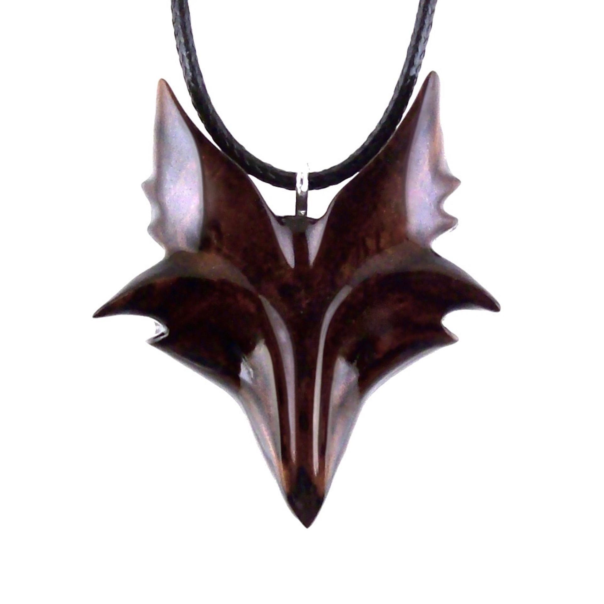 Hand Carved Wooden Fox Pendant, Celtic Fox Necklace for Men or Women, Totem Spirit Animal, Woodland Jewelry Gift for Her or Him