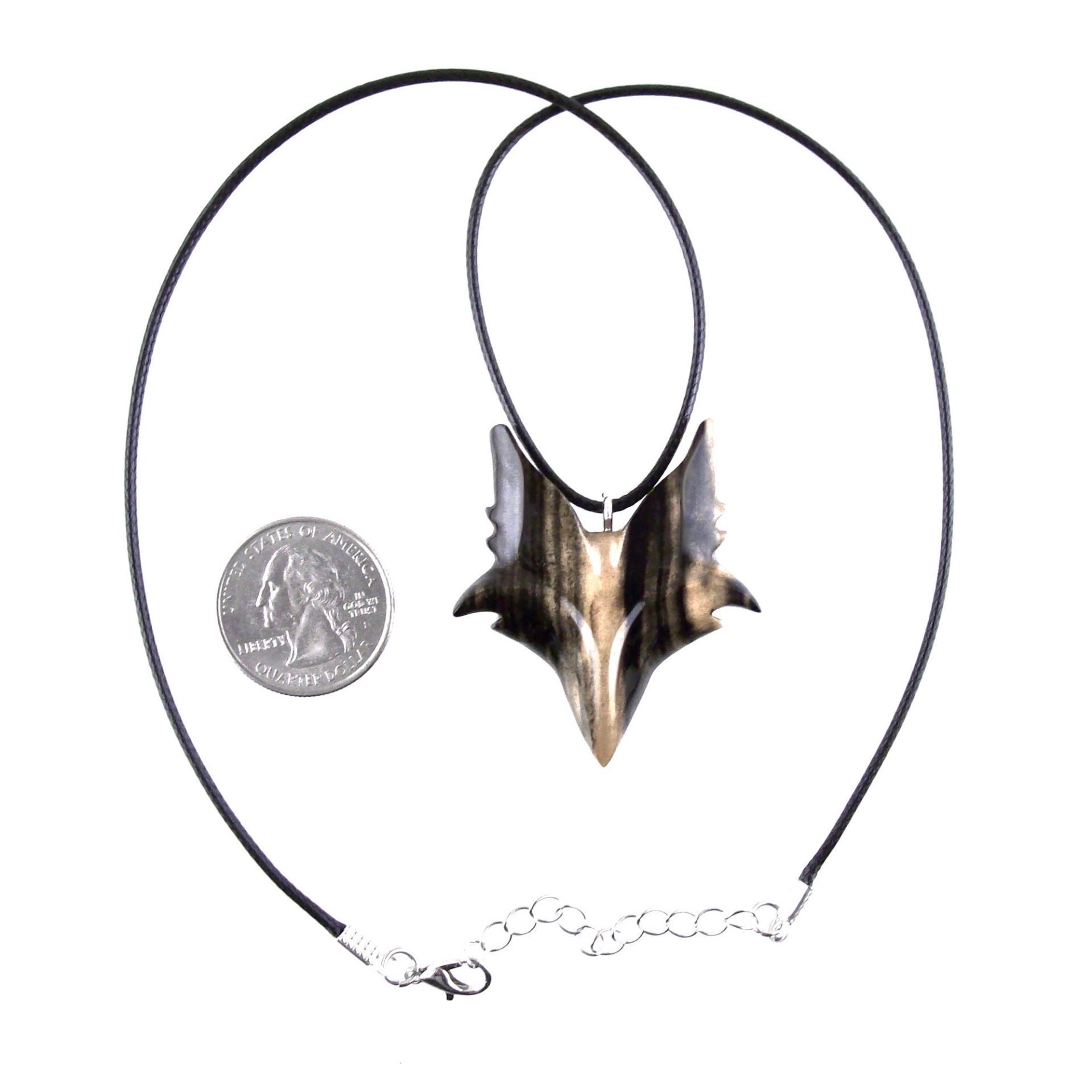 Celtic Fox Necklace, Hand Carved Wooden Fox Pendant for Men or Women, Totem Spirit Animal Gift for Him or Her, Wood Jewelry