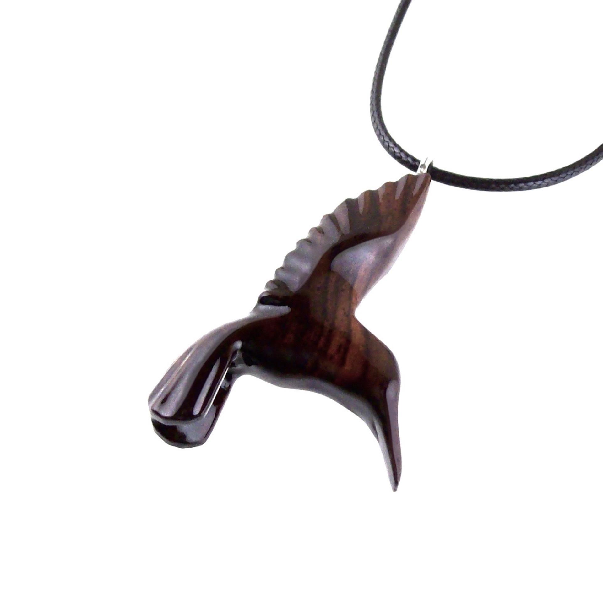 Hand Carved Wooden Hummingbird Pendant, Hummingbird Necklace, Wood Bird Jewelry Gift for Her