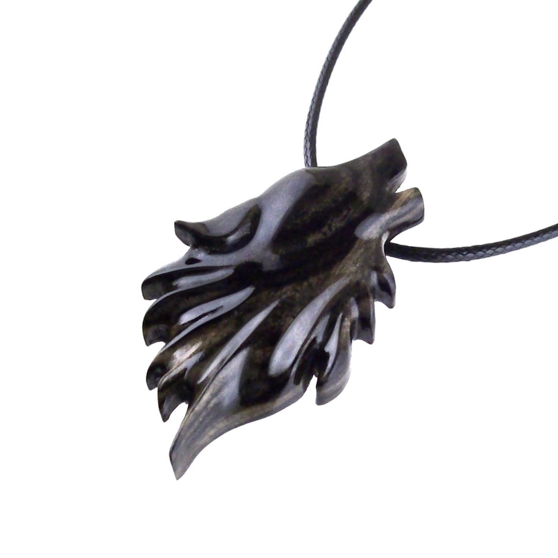 Wolf Necklace, Hand Carved Wooden Wolf Pendant for Men or Women, Spirit Animal Totem Woodland Jewelry