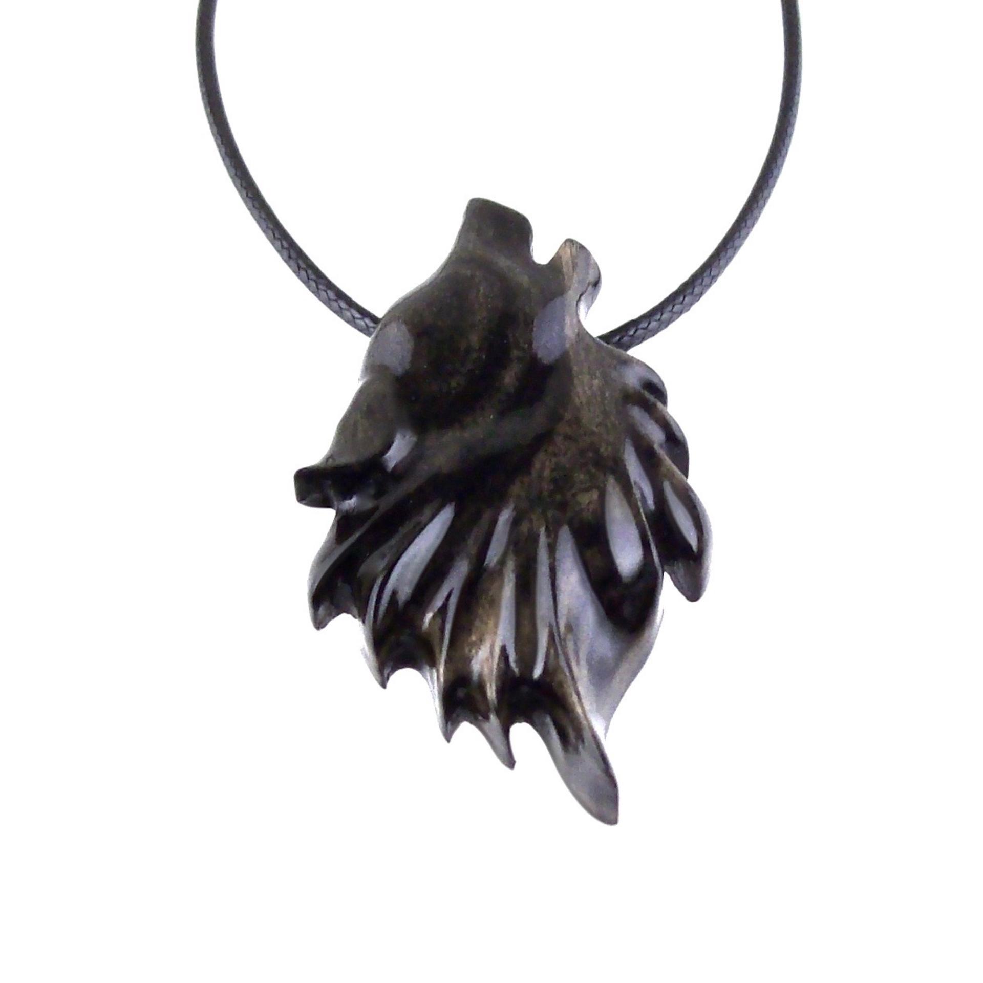 Wolf Necklace, Hand Carved Wooden Wolf Pendant for Men or Women, Spirit Animal Totem Woodland Jewelry