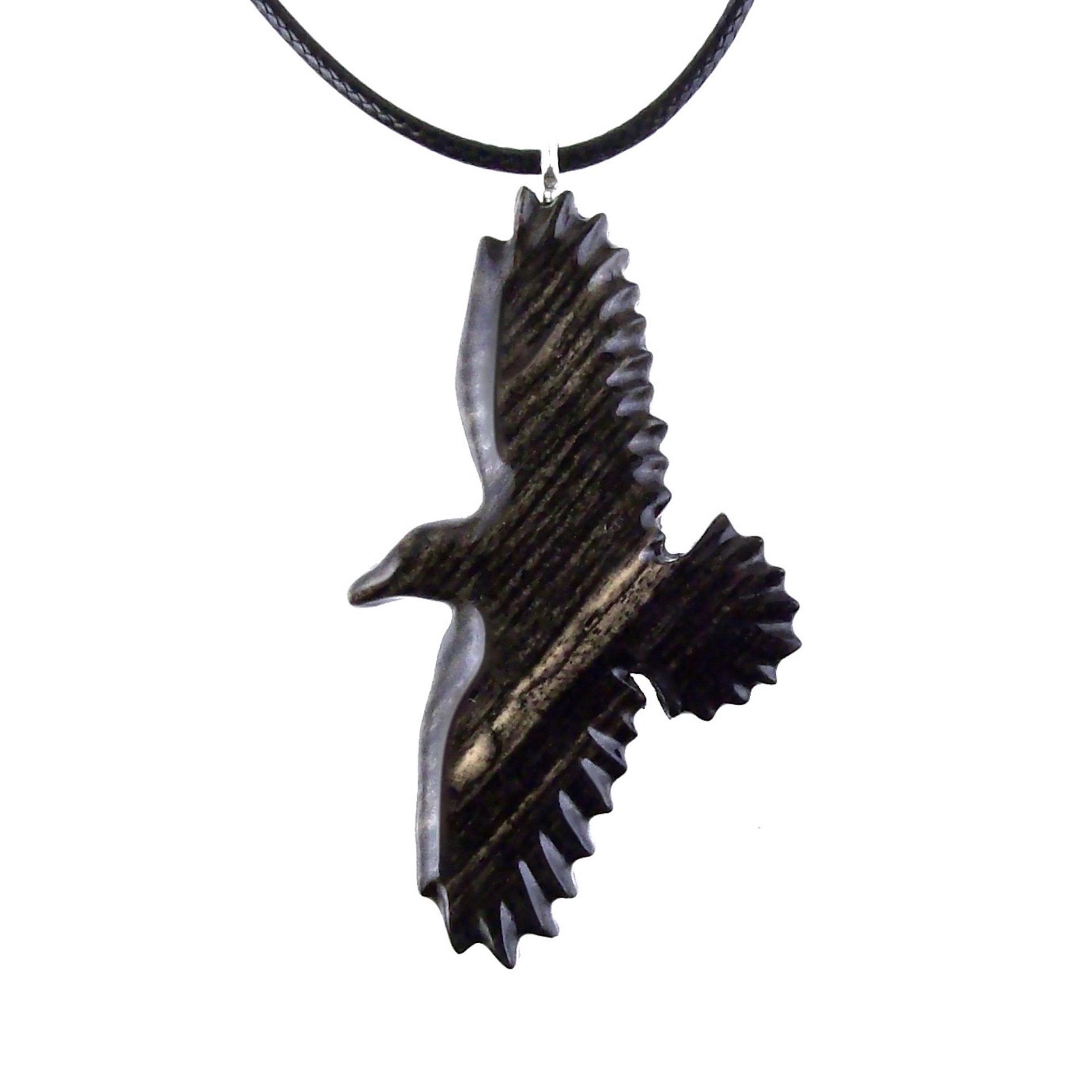 Hand Carved Crow Pendant, Wooden Raven Necklace, Wood Totem Jewelry Gift for Men Women