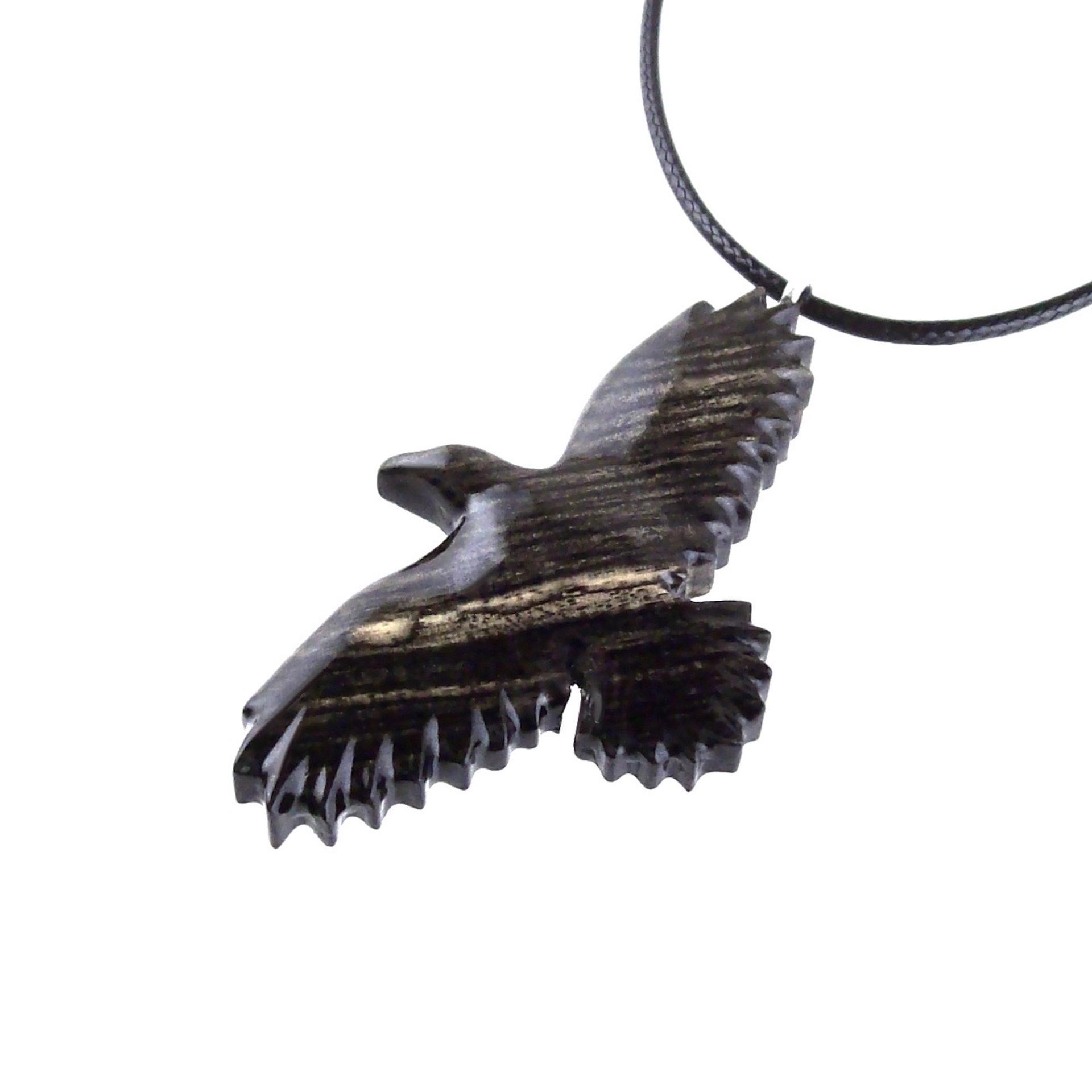 Hand Carved Crow Pendant, Wooden Raven Necklace, Wood Totem Jewelry Gift for Men Women