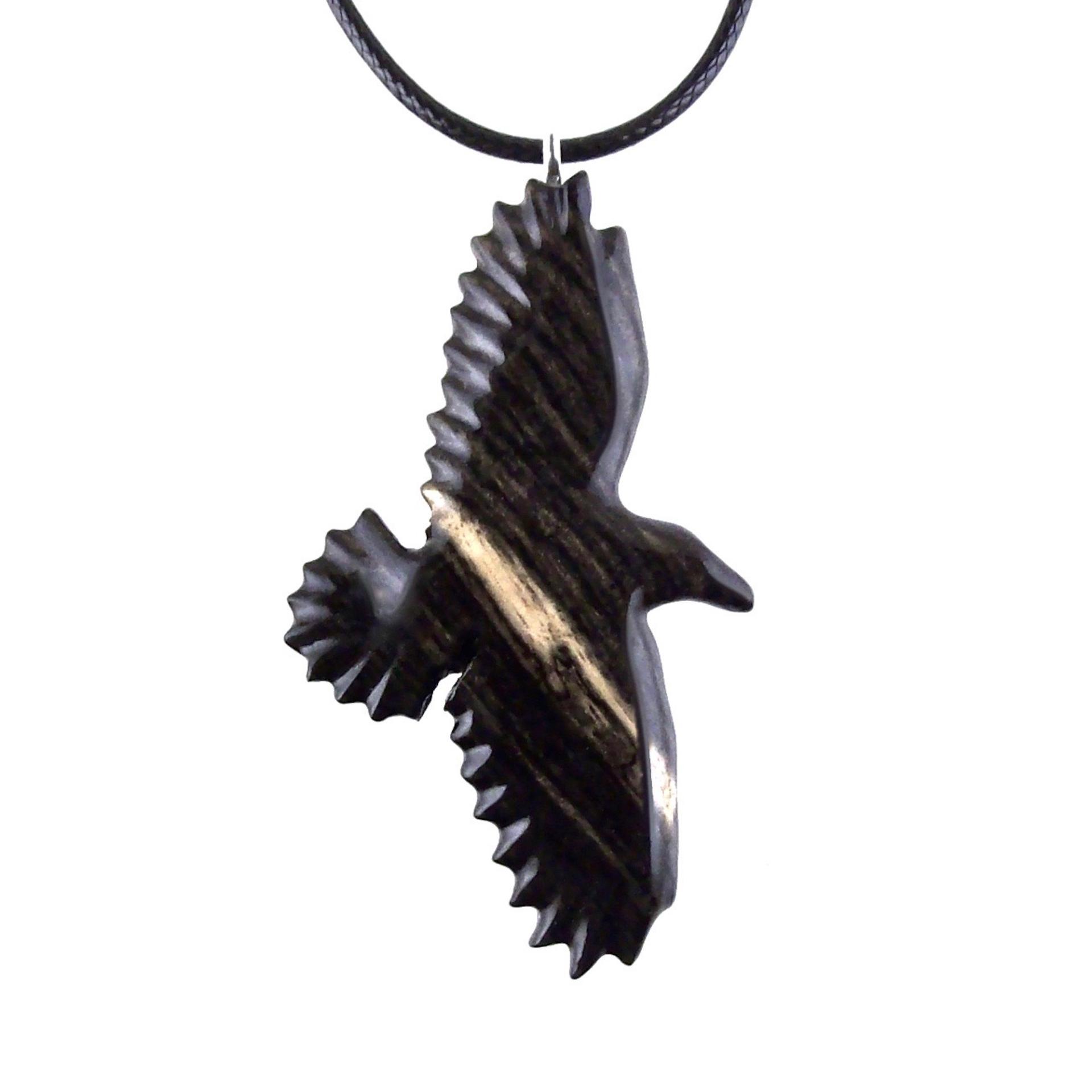 Hand Carved Crow Pendant, Wooden Raven Necklace, Wood Totem Jewelry Gift for Men Women