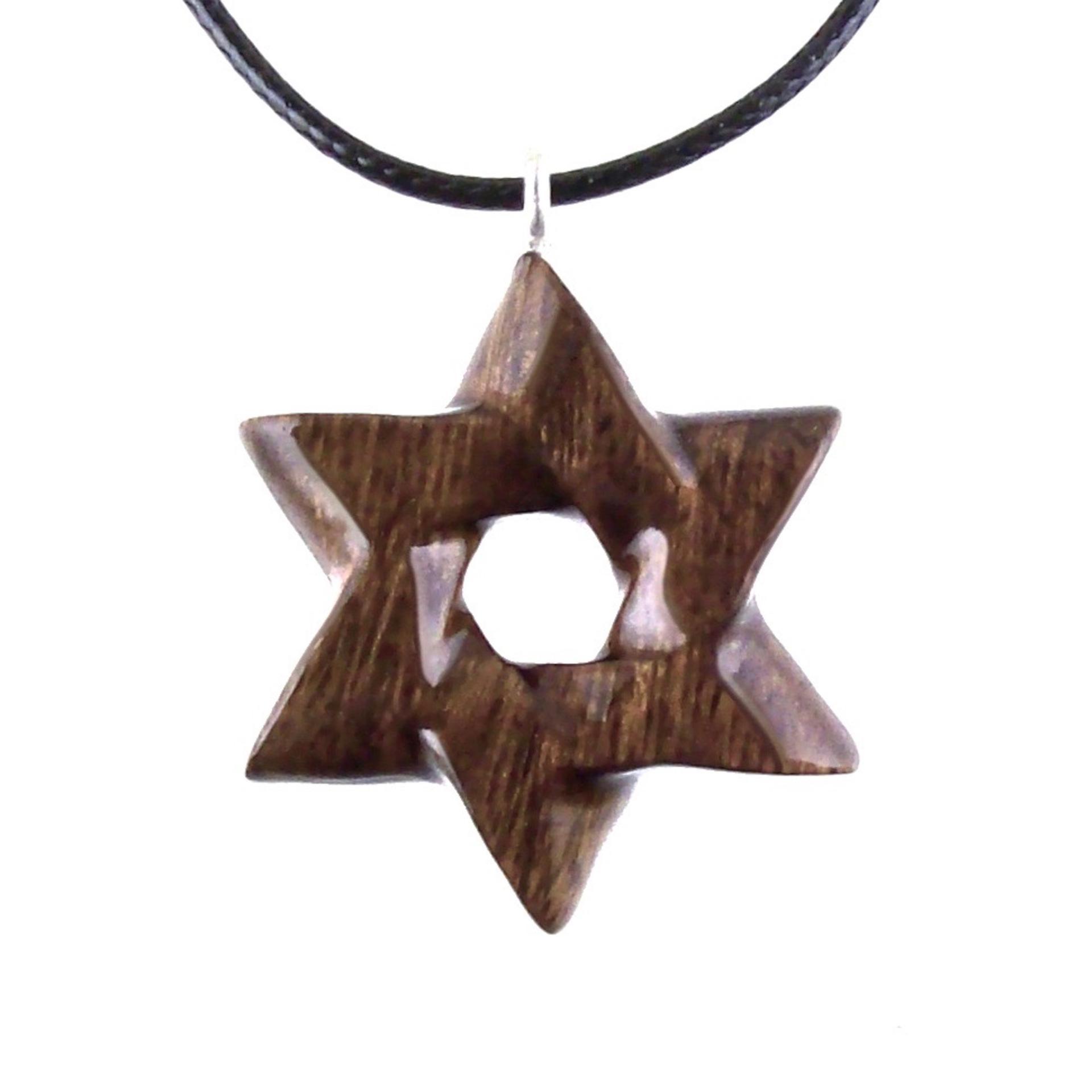 Wooden Star of David Pendant, Hand Carved Jewish Star Necklace, Men Women Wood Jewelry