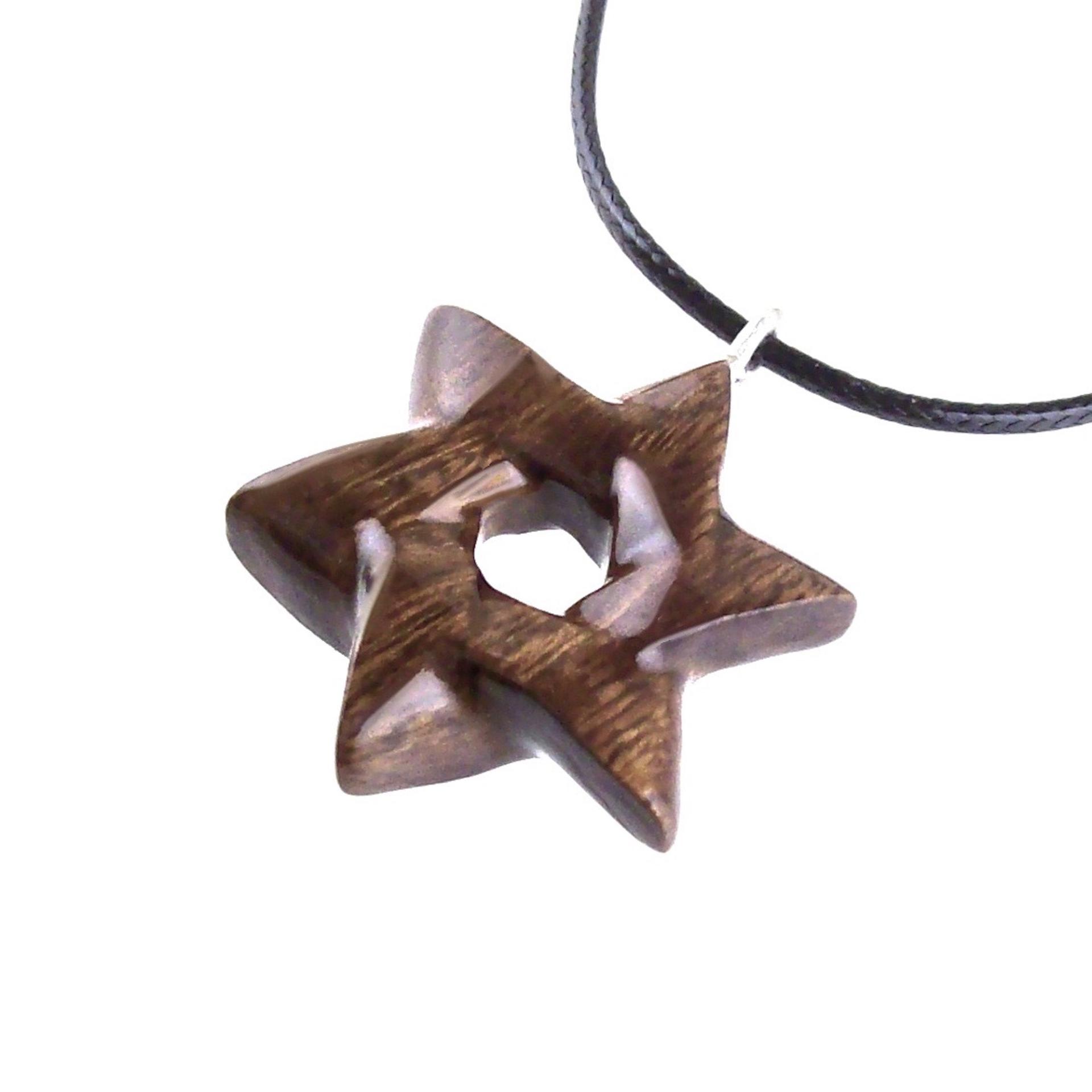 Wooden Star of David Pendant, Hand Carved Jewish Star Necklace, Men Women Wood Jewelry