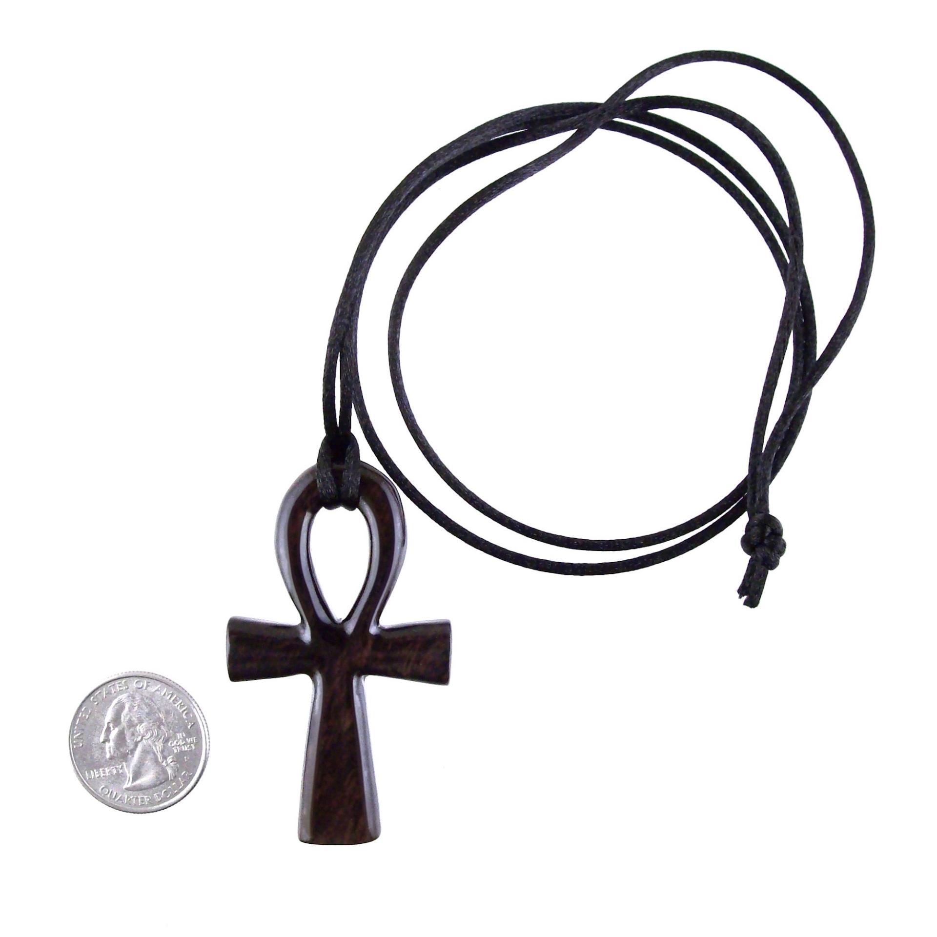Large Ankh Pendant, Wood Egyptian Ankh Necklace, Wooden Cross Ankh Pendant, Mens African Jewelry, Gift for Him