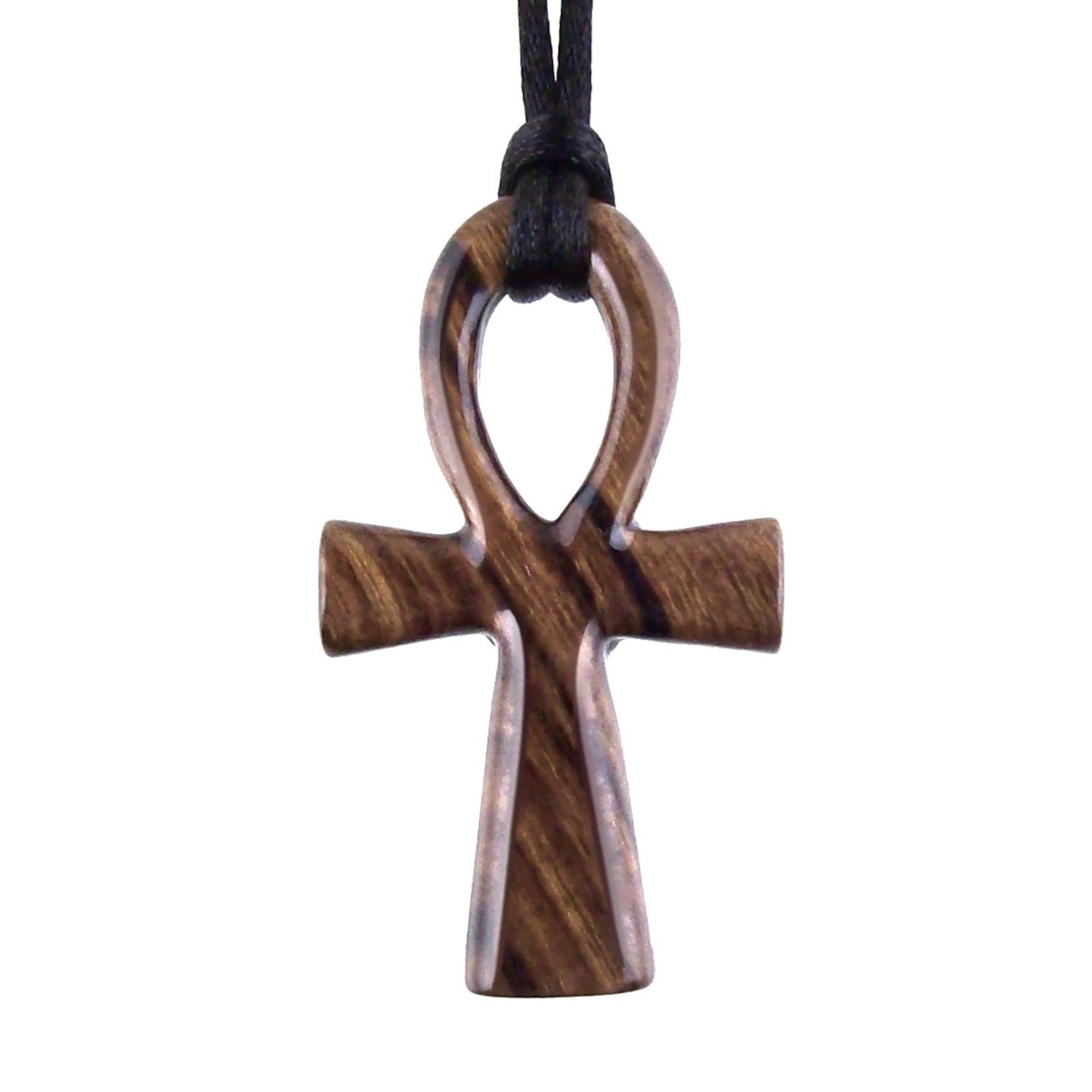 Ankh Necklace, Hand Carved Wooden Ankh Pendant for Men Women, Egyptian Cross Jewelry Gift