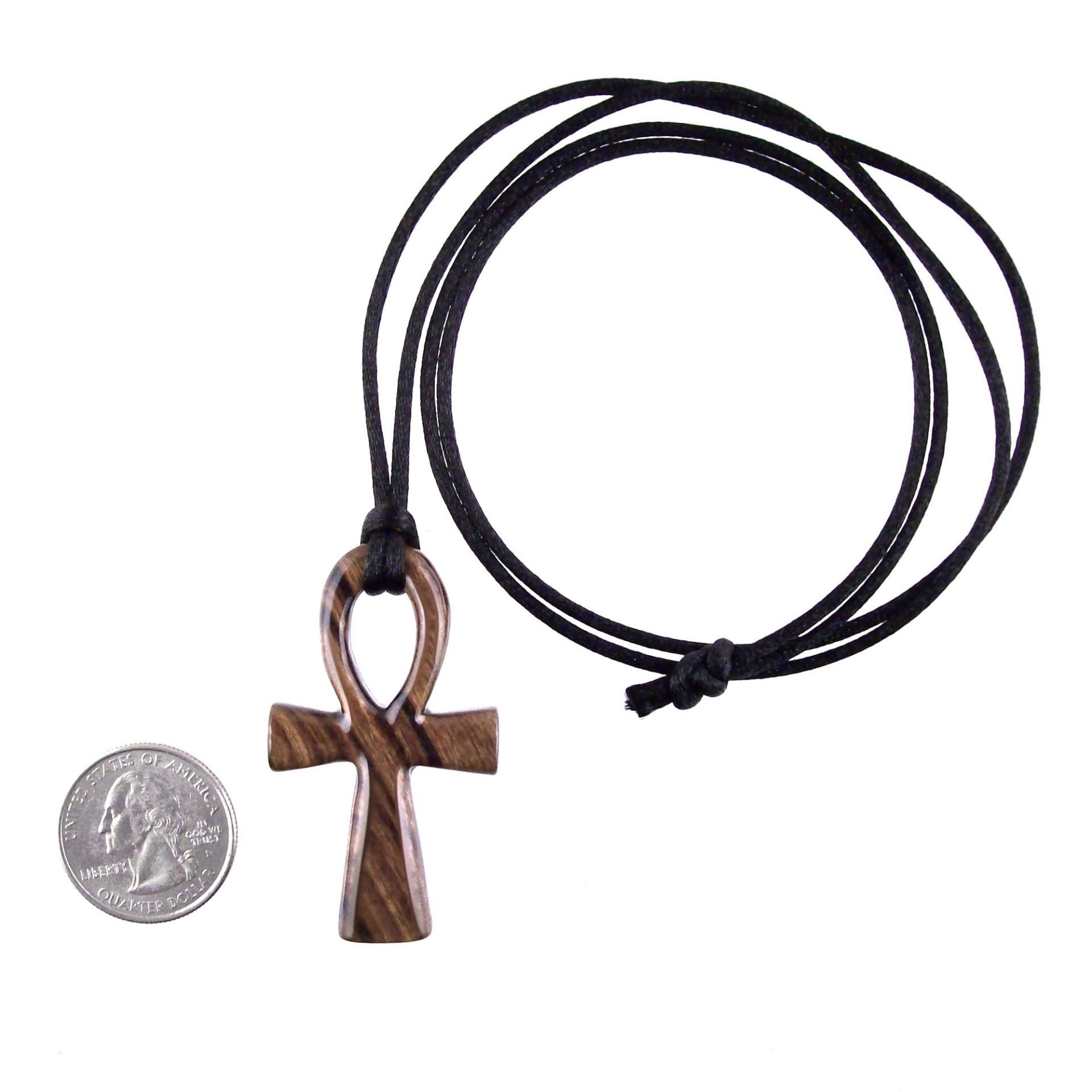 Ankh Necklace, Hand Carved Wooden Ankh Pendant for Men Women, Egyptian Cross Jewelry Gift