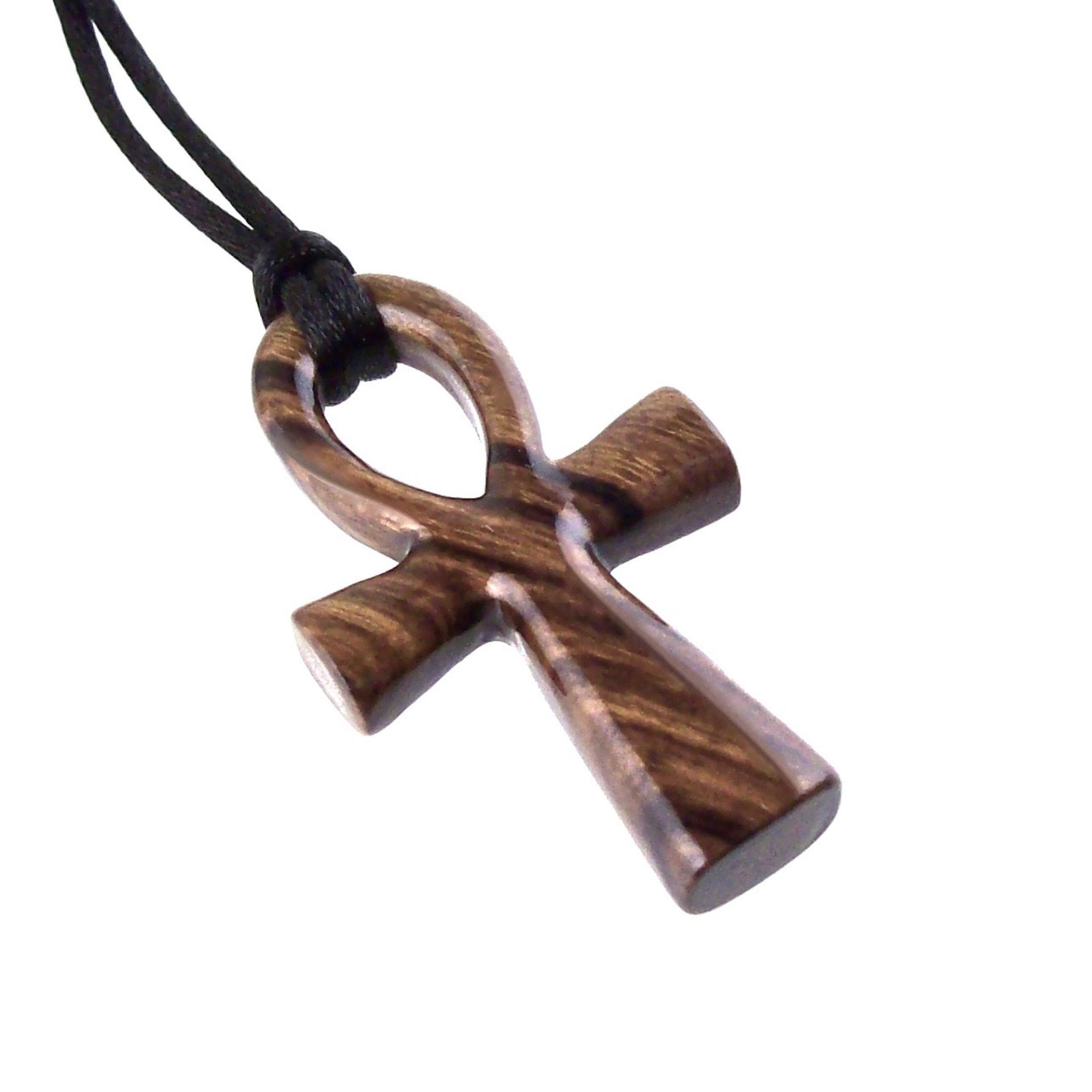 Ankh Necklace, Hand Carved Wooden Ankh Pendant for Men Women, Egyptian Cross Jewelry Gift