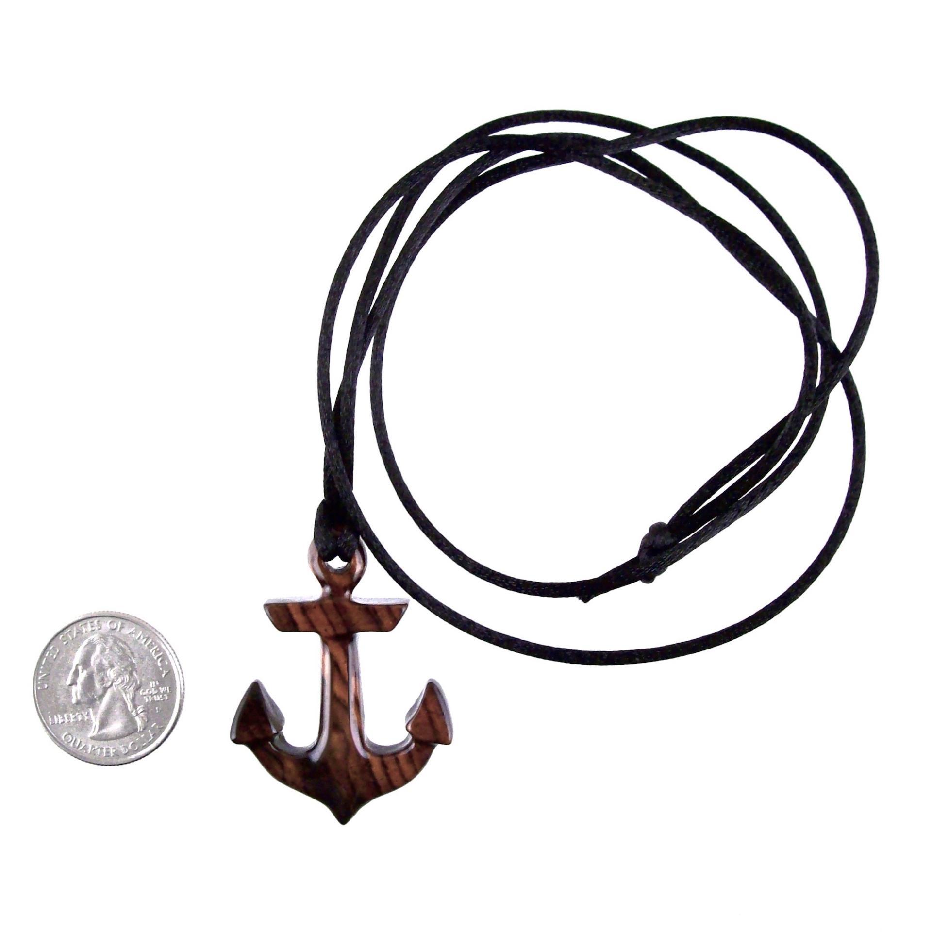 Anchor Necklace, Hand Carved Wooden Anchor Pendant, Handmade Nautical Jewelry, Gift for Him