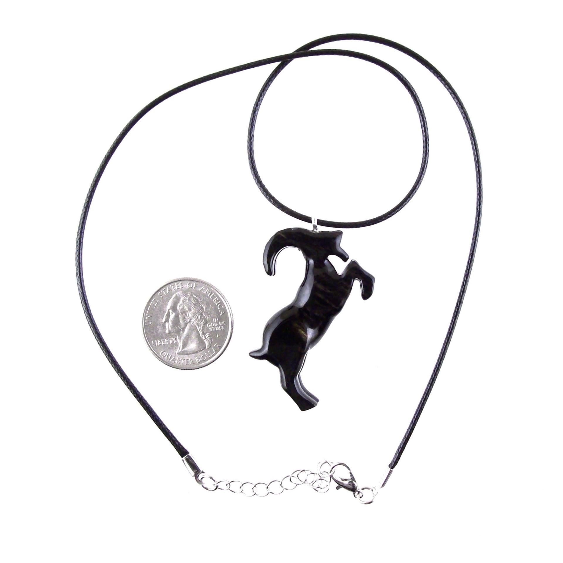 Hand Carved Goat Necklace, Wooden Mountain Goat Pendant, Wood Capricorn Jewelry, Spirit Animal Gift