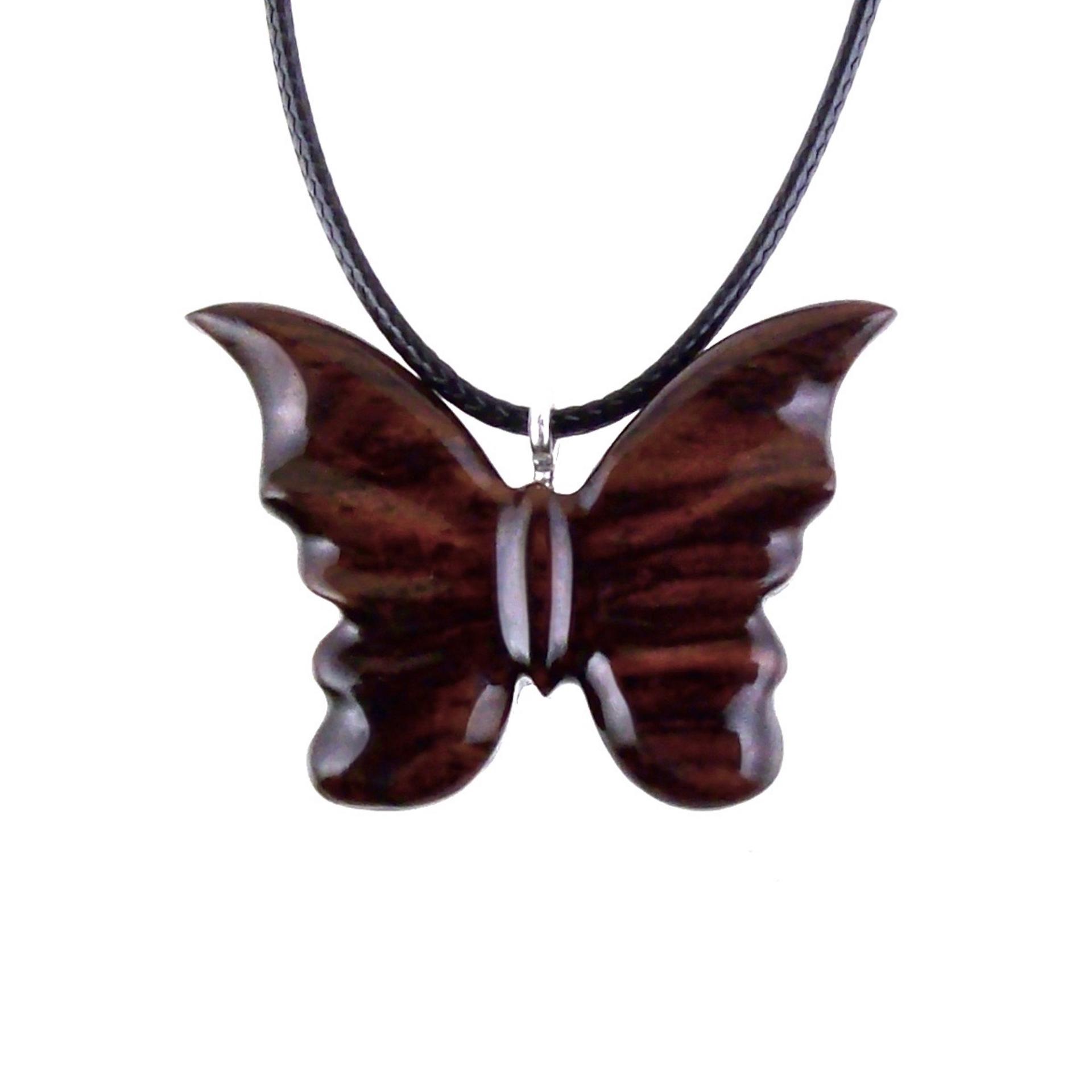 Butterfly Necklace, Hand Carved Wooden Butterfly Pendant, Insect Wood Jewelry, Gift for Her