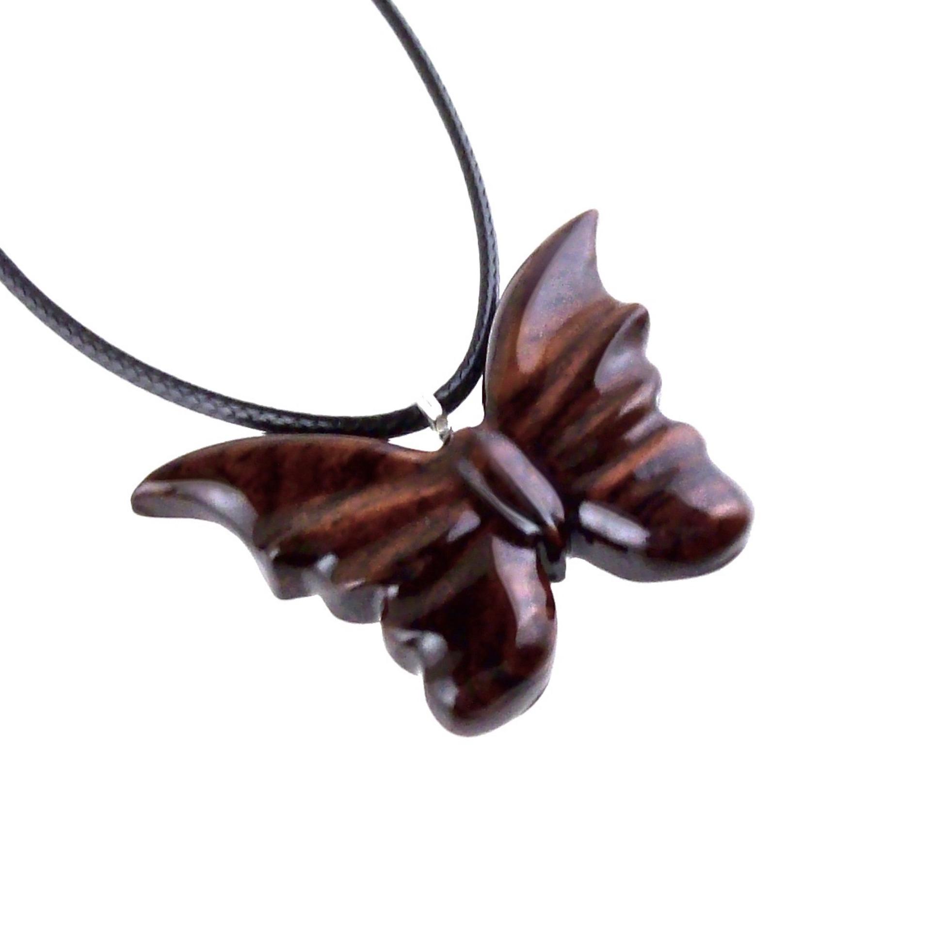 Butterfly Necklace, Hand Carved Wooden Butterfly Pendant, Insect Wood Jewelry, Gift for Her