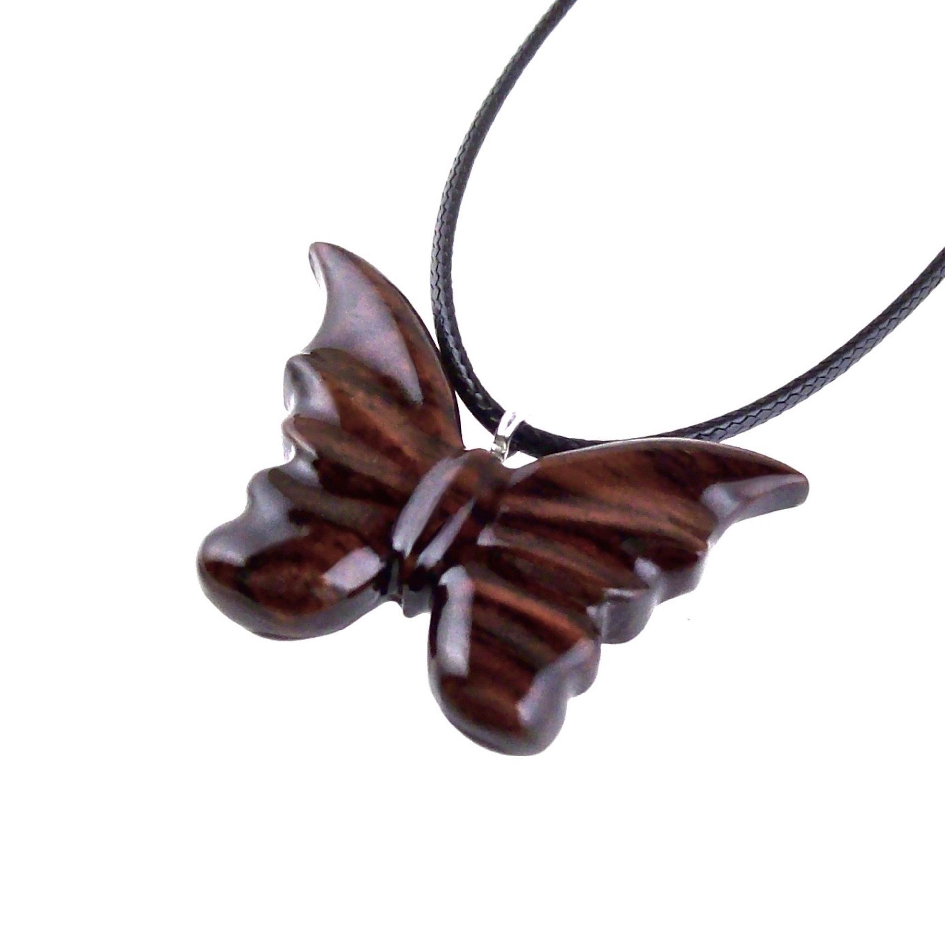 Butterfly Necklace, Hand Carved Wooden Butterfly Pendant, Insect Wood Jewelry, Gift for Her