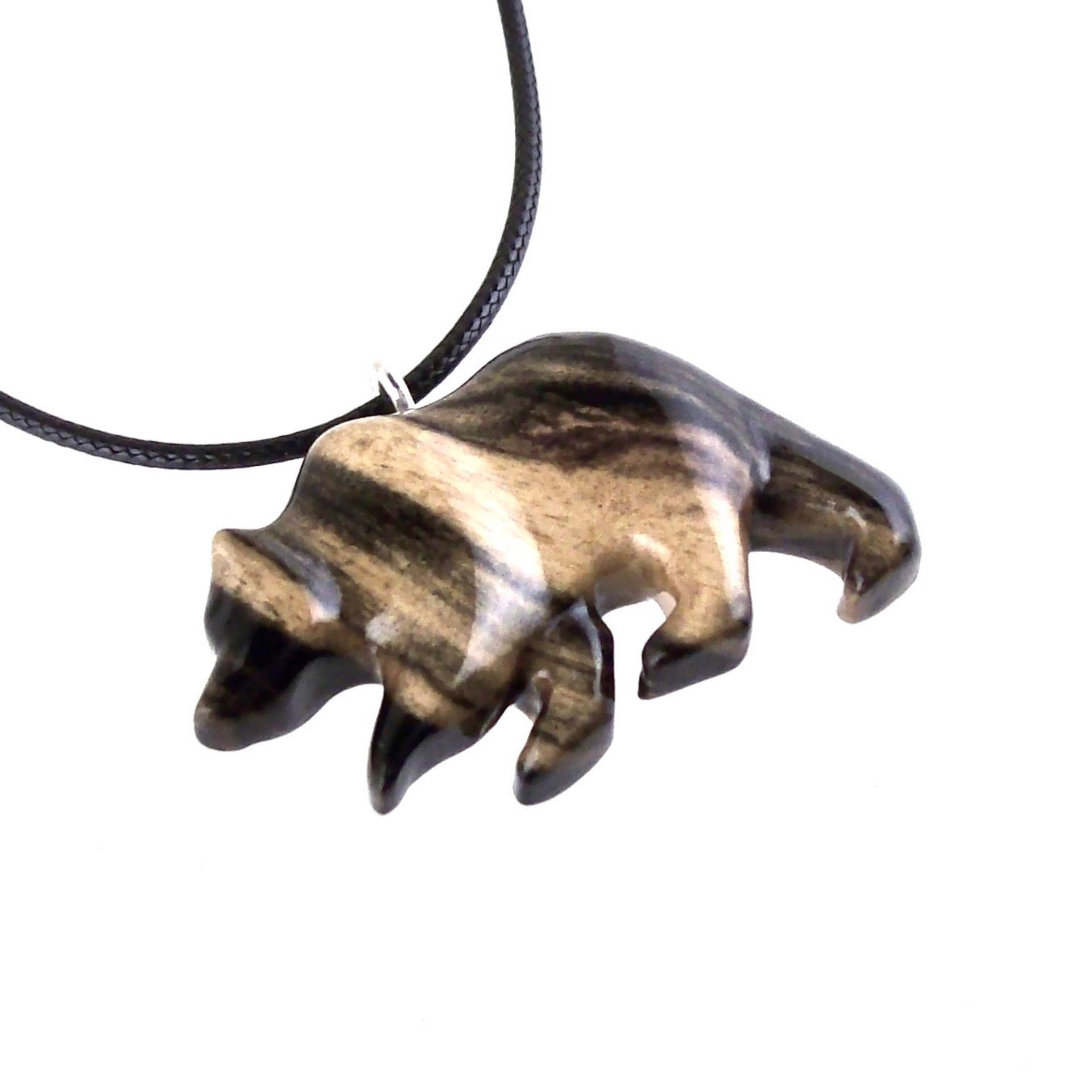 Bear Necklace, Hand Carved Wooden Grizzly Bear Pendant for Men or Women, Woodland Jewelry, Spirit Animal Totem
