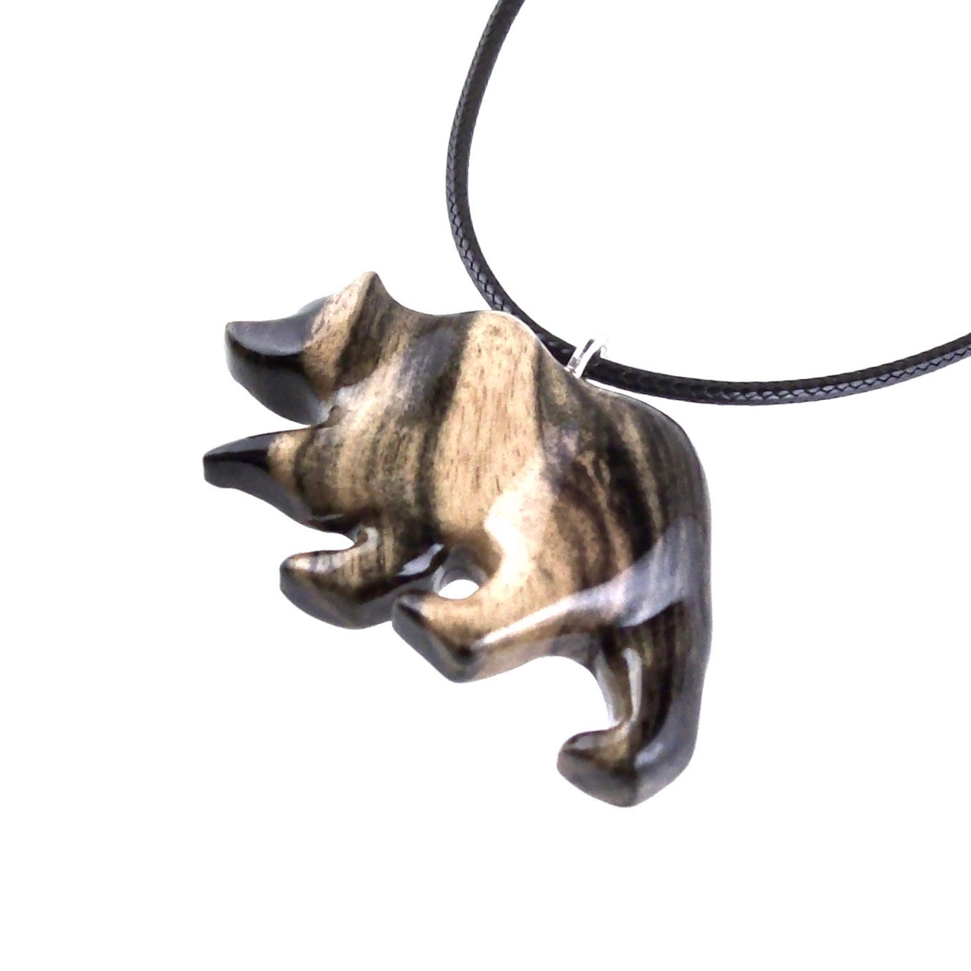 Bear Necklace, Hand Carved Wooden Grizzly Bear Pendant for Men or Women, Woodland Jewelry, Spirit Animal Totem