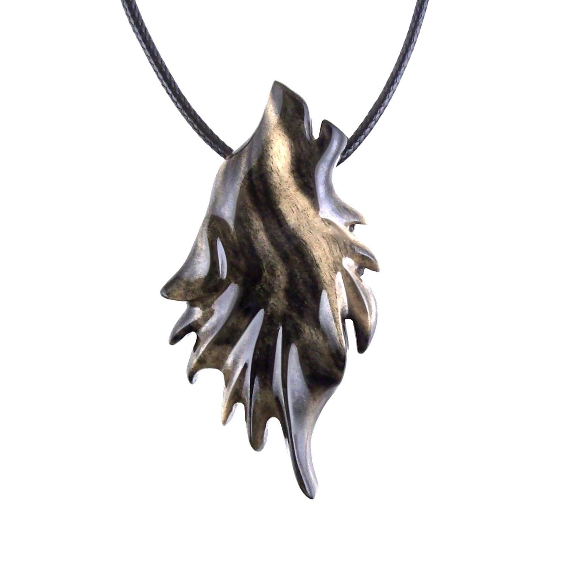 Wolf Necklace, Hand Carved Wooden Wolf Pendant for Men or Women, Spirit Animal Totem Woodland Jewelry