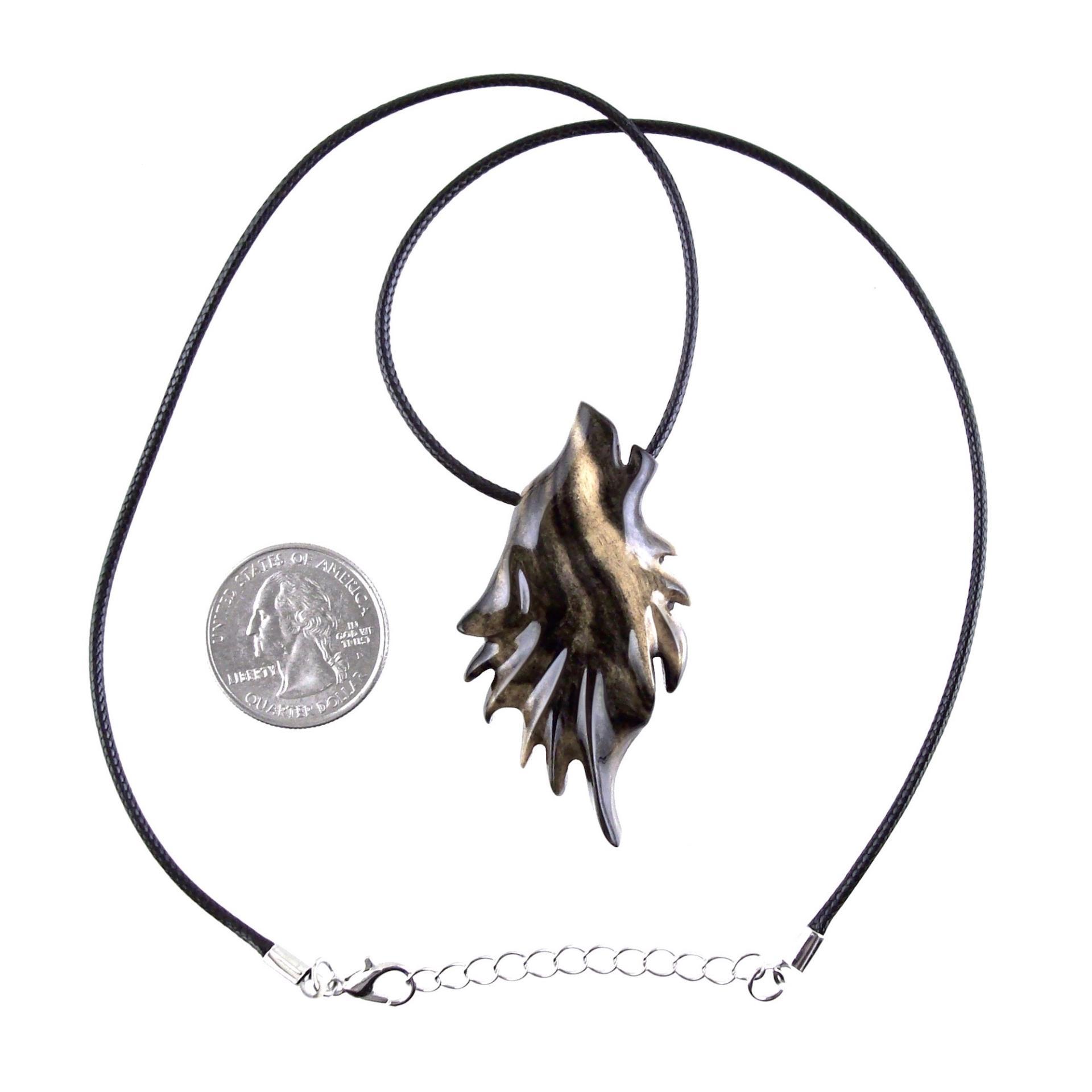 Wolf Necklace, Hand Carved Wooden Wolf Pendant for Men or Women, Spirit Animal Totem Woodland Jewelry