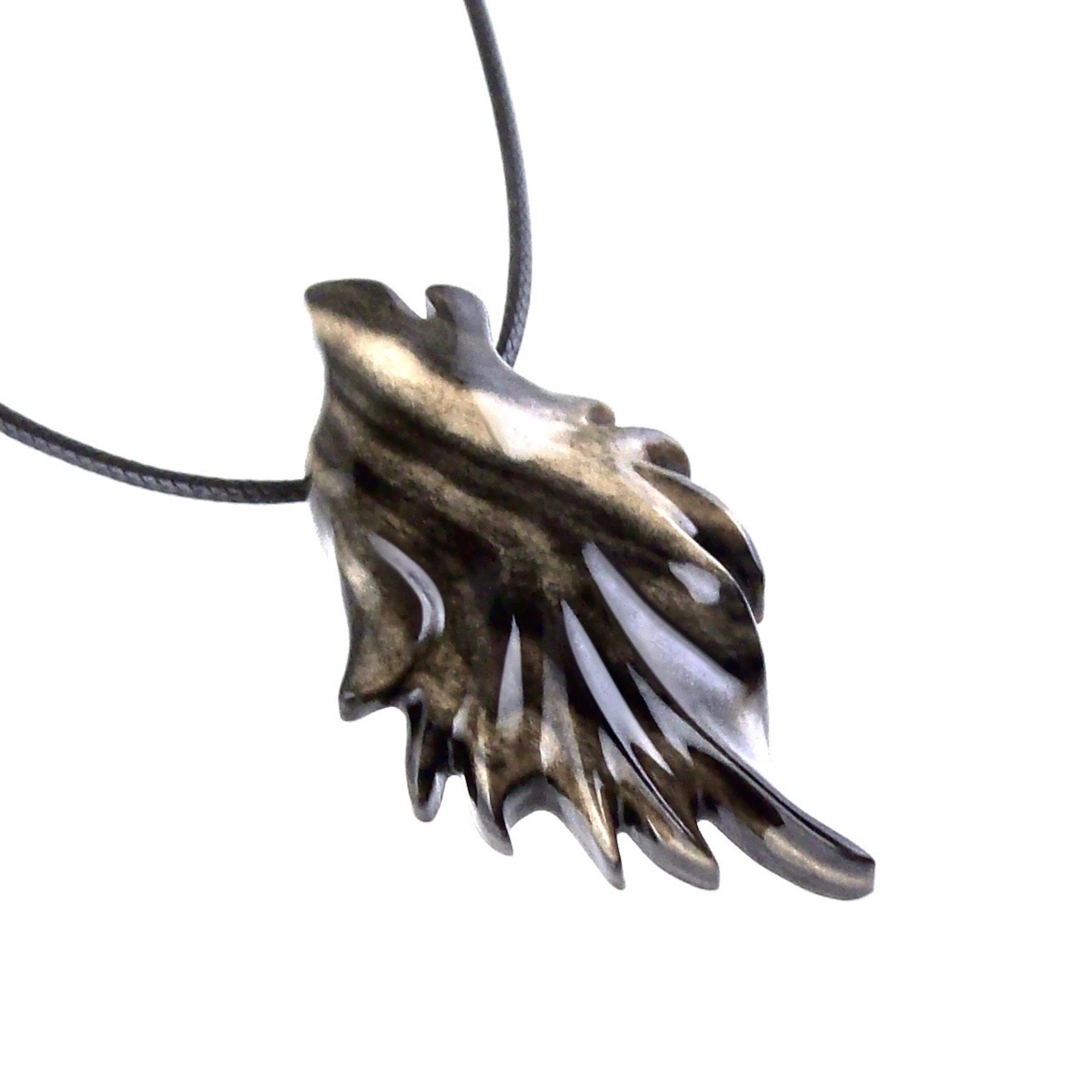 Wolf Necklace, Hand Carved Wooden Wolf Pendant for Men or Women, Spirit Animal Totem Woodland Jewelry