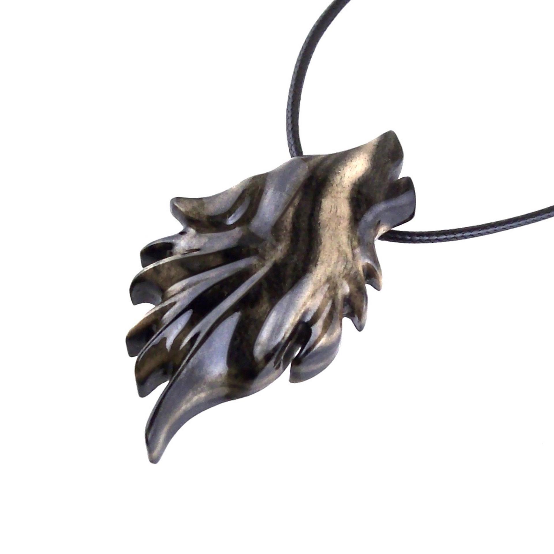 Wolf Necklace, Hand Carved Wooden Wolf Pendant for Men or Women, Spirit Animal Totem Woodland Jewelry