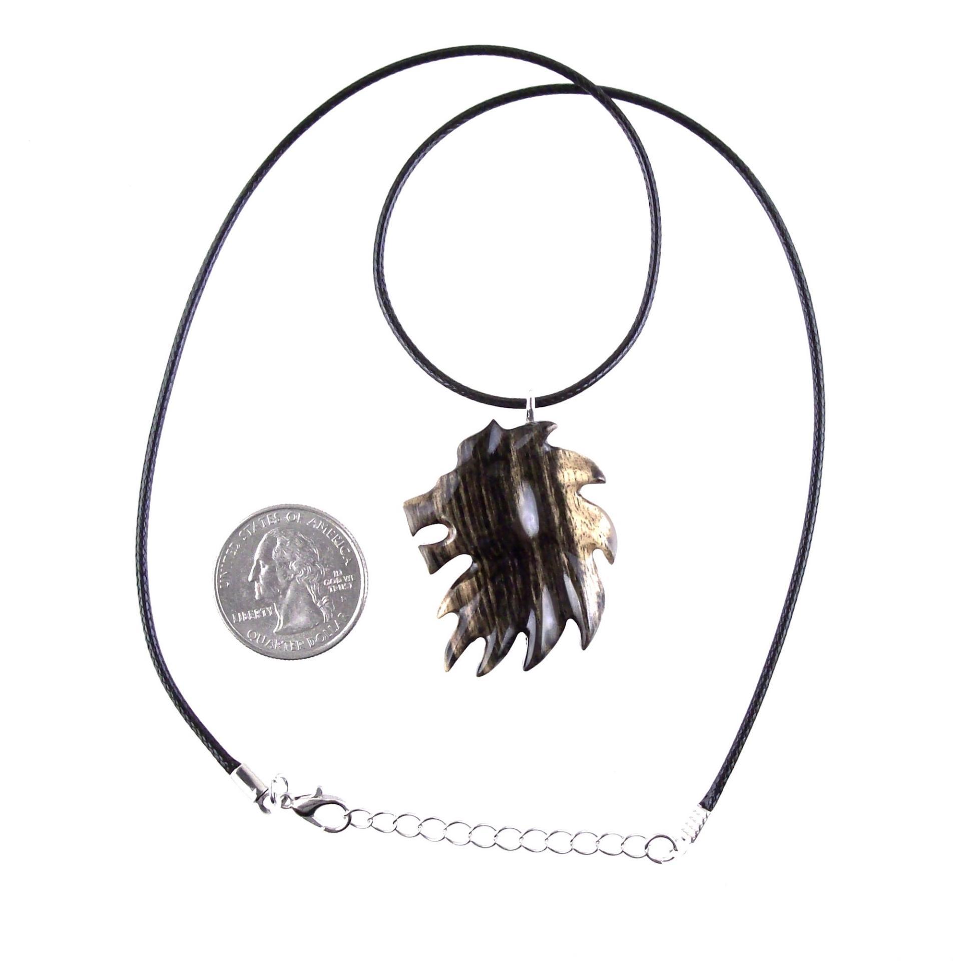 Hand Carved Wooden Lion Head Necklace Pendant, Handmade Leo Spirit Animal Jewelry Gift