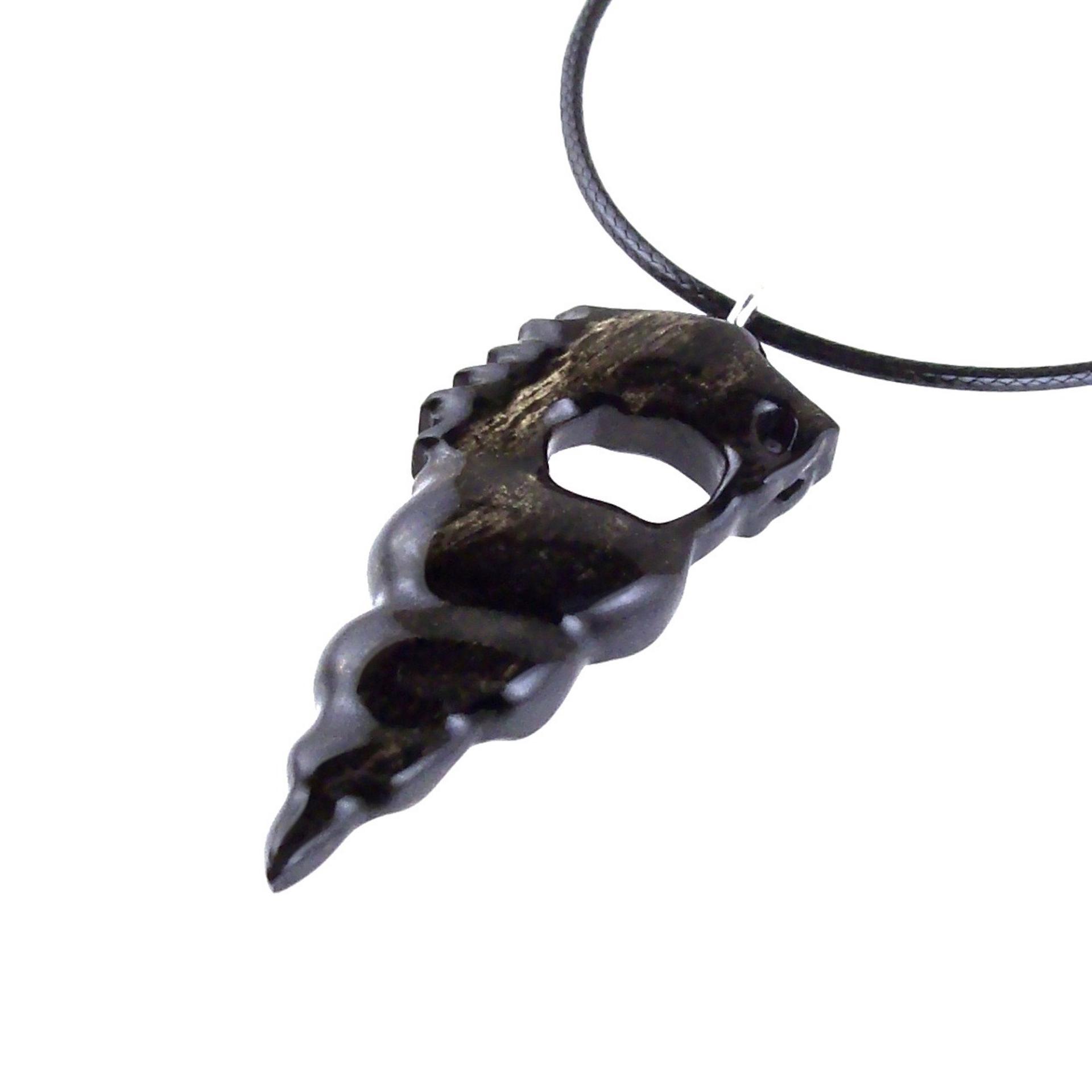 Hand Carved Wooden Nyami Nyami Pendant, Wood African Necklace, Good Luck Amulet