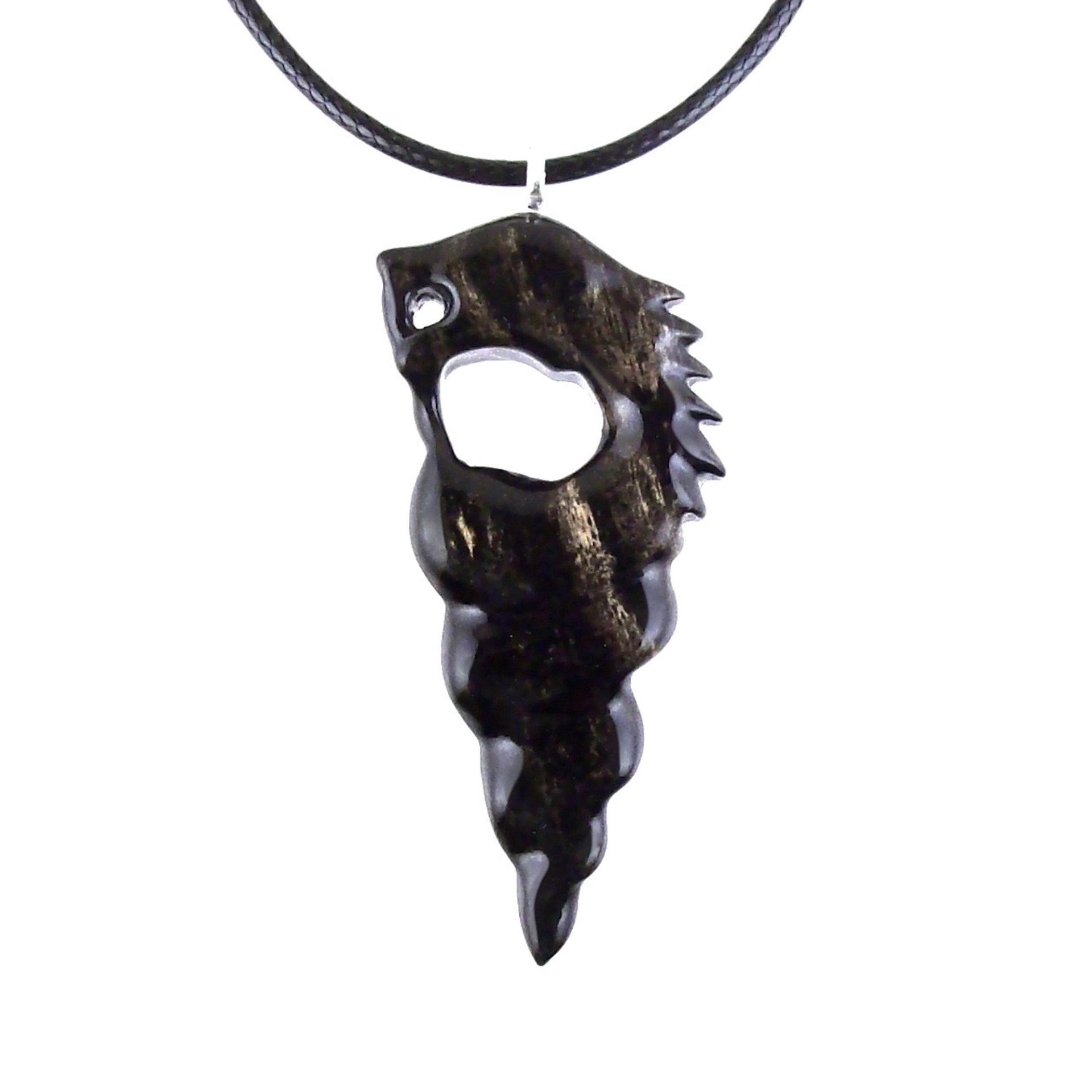Hand Carved Wooden Nyami Nyami Pendant, Wood African Necklace, Good Luck Amulet