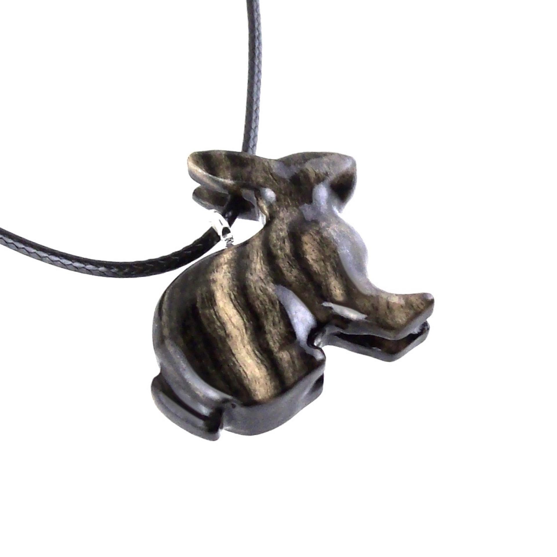 Rabbit Necklace, Hand Carved Wooden Bunny Pendant, Wood Animal Necklace, Pet Animal Totem Jewelry, One of a Kind Gift