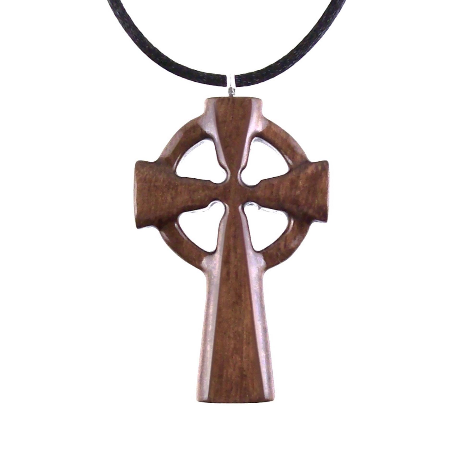 Wooden Celtic Cross Pendant, Wood Celtic Cross Necklace, Hand Carved Irish Christian Jewelry for Men