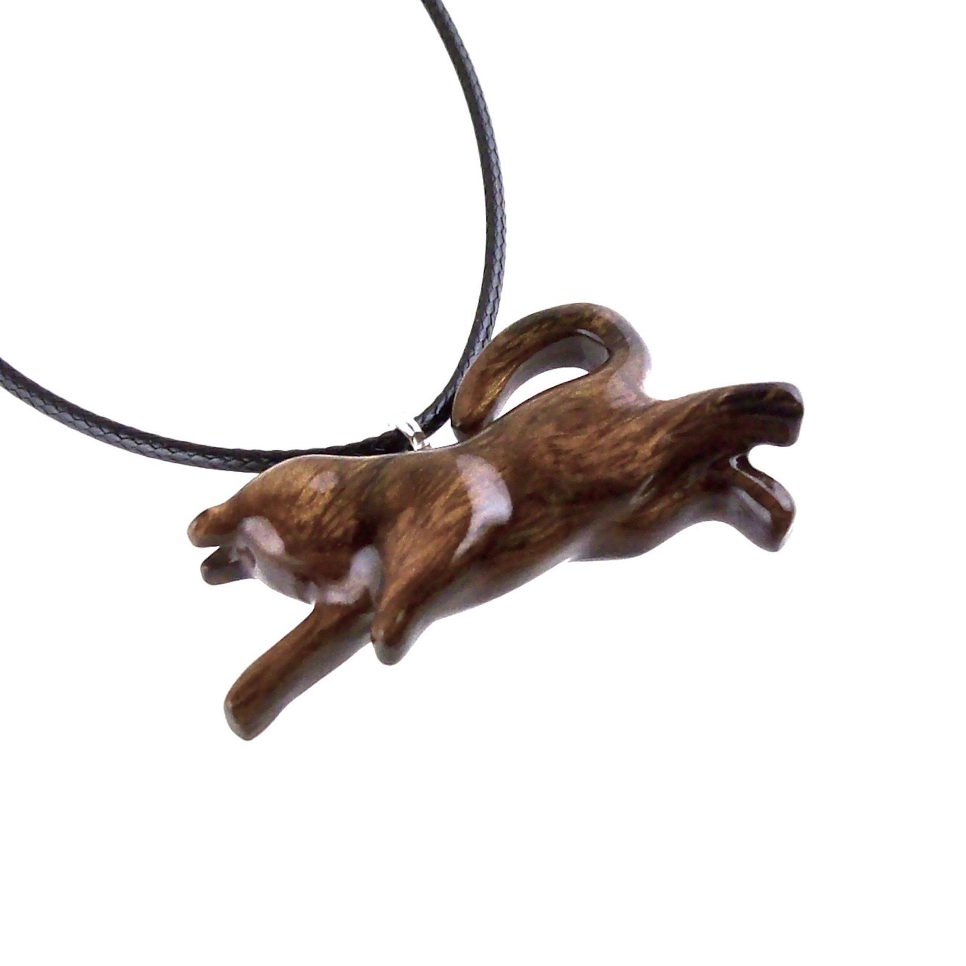 Hand Carved Kitten Necklace, Wooden Cat Pendant, Wood Animal Jewelry, Cat Lover Gift