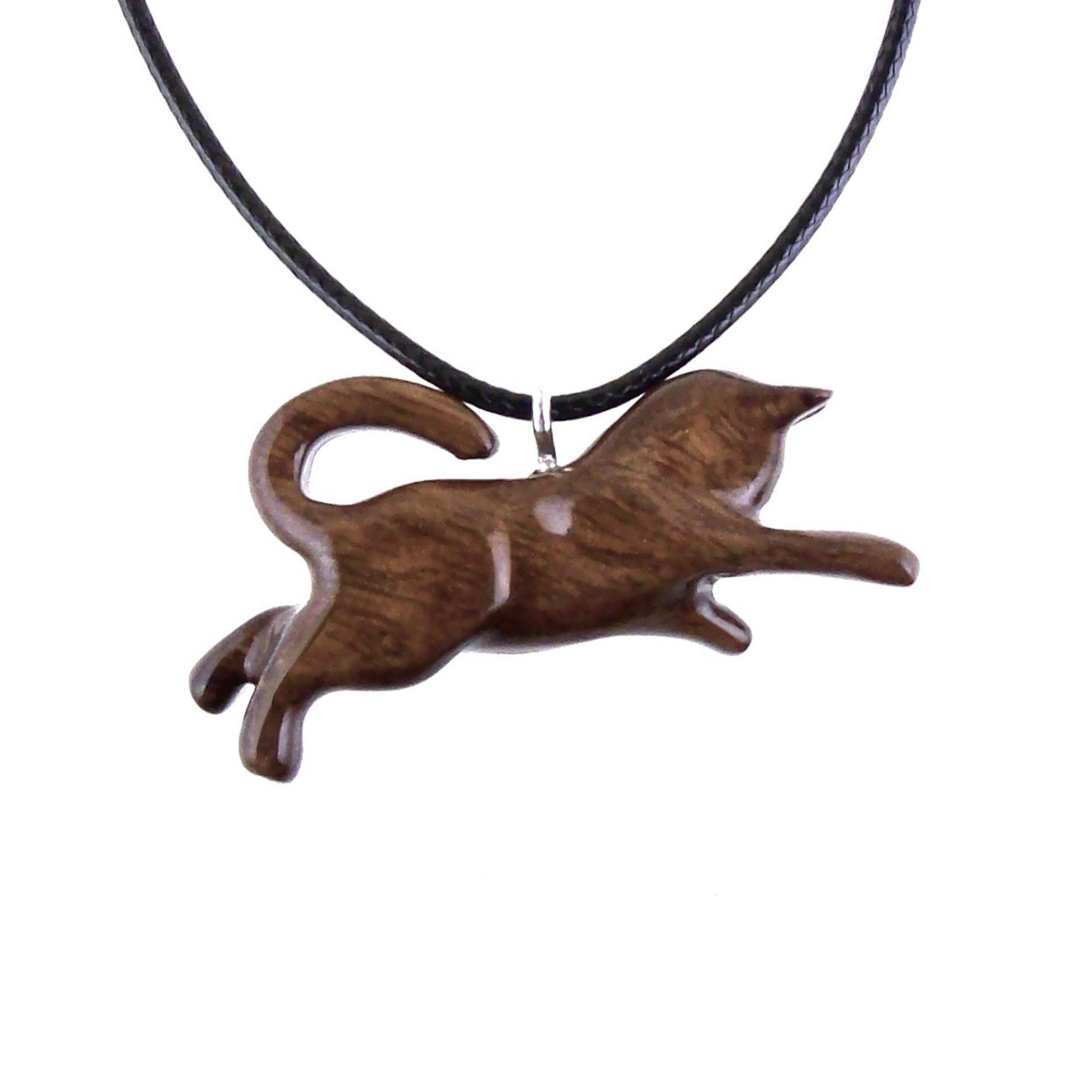 Hand Carved Kitten Necklace, Wooden Cat Pendant, Wood Animal Jewelry, Cat Lover Gift