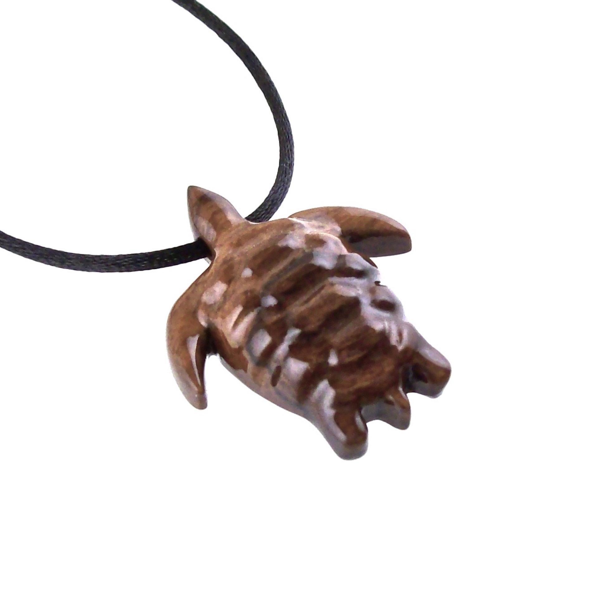 Sea Turtle Necklace, Hand Carved Wooden Turtle Pendant, Mens Nautical Wood Jewelry Gift