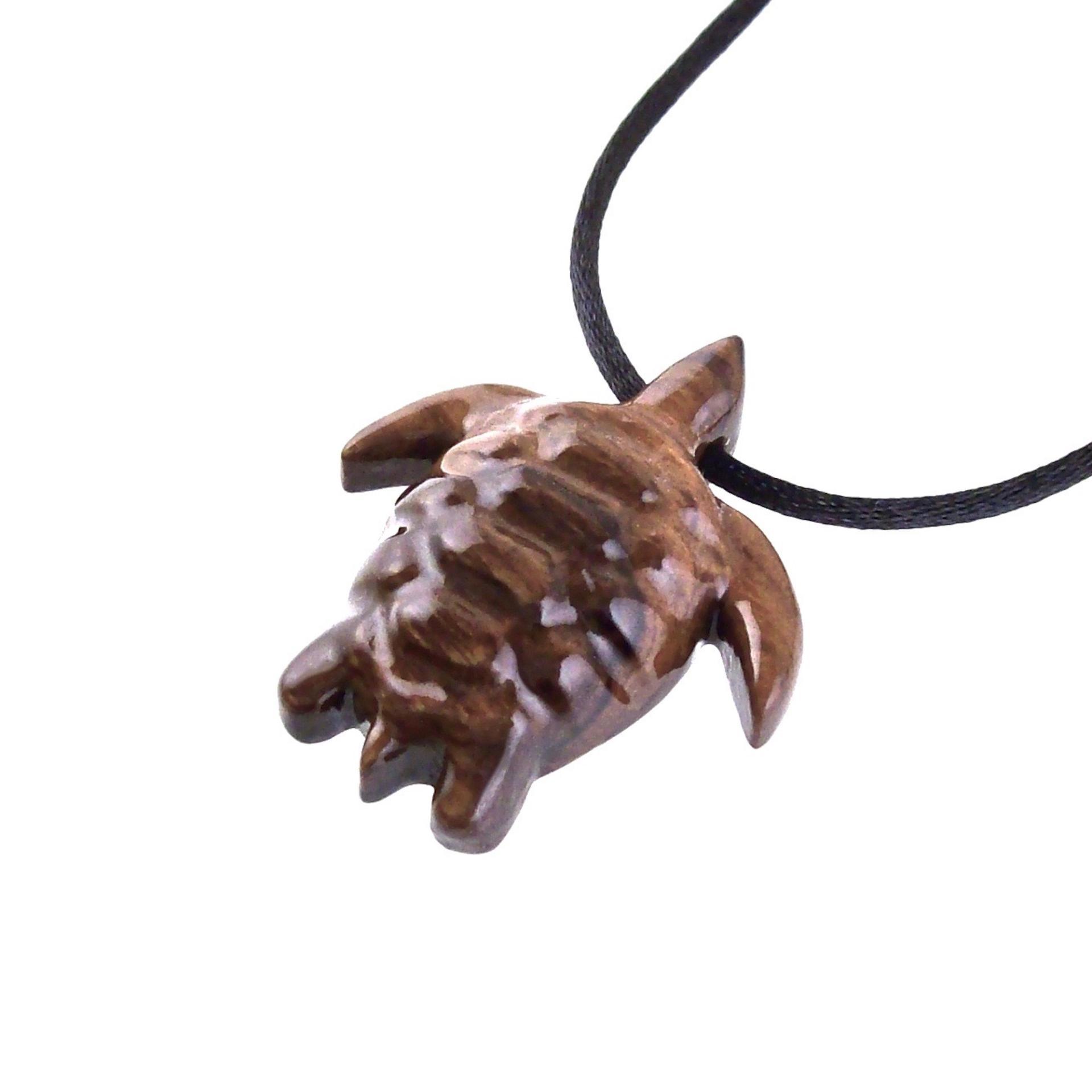 Sea Turtle Necklace, Hand Carved Wooden Turtle Pendant, Mens Nautical Wood Jewelry Gift