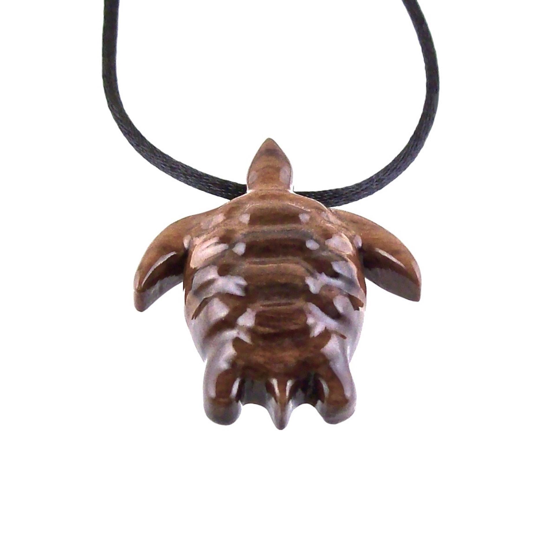 Sea Turtle Necklace, Hand Carved Wooden Turtle Pendant, Mens Nautical Wood Jewelry Gift