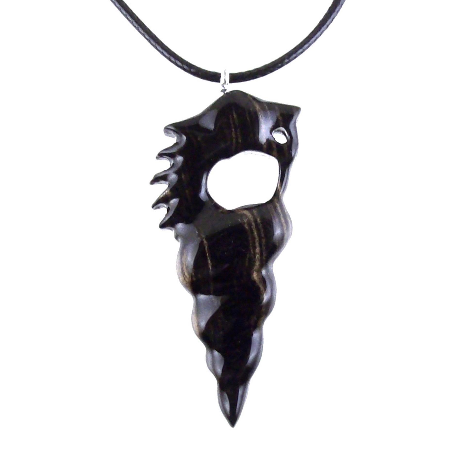 Hand Carved Wooden Nyami Nyami Pendant, Wood African Necklace, Good Luck Amulet