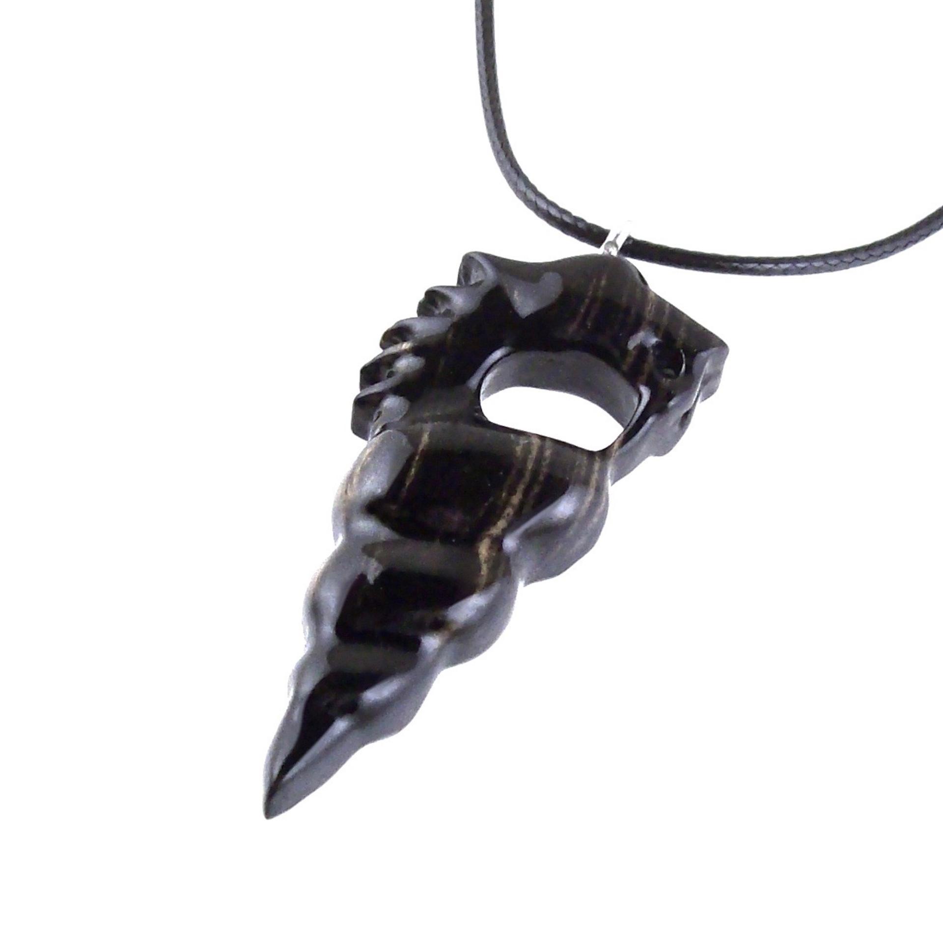 Hand Carved Wooden Nyami Nyami Pendant, Wood African Necklace, Good Luck Amulet