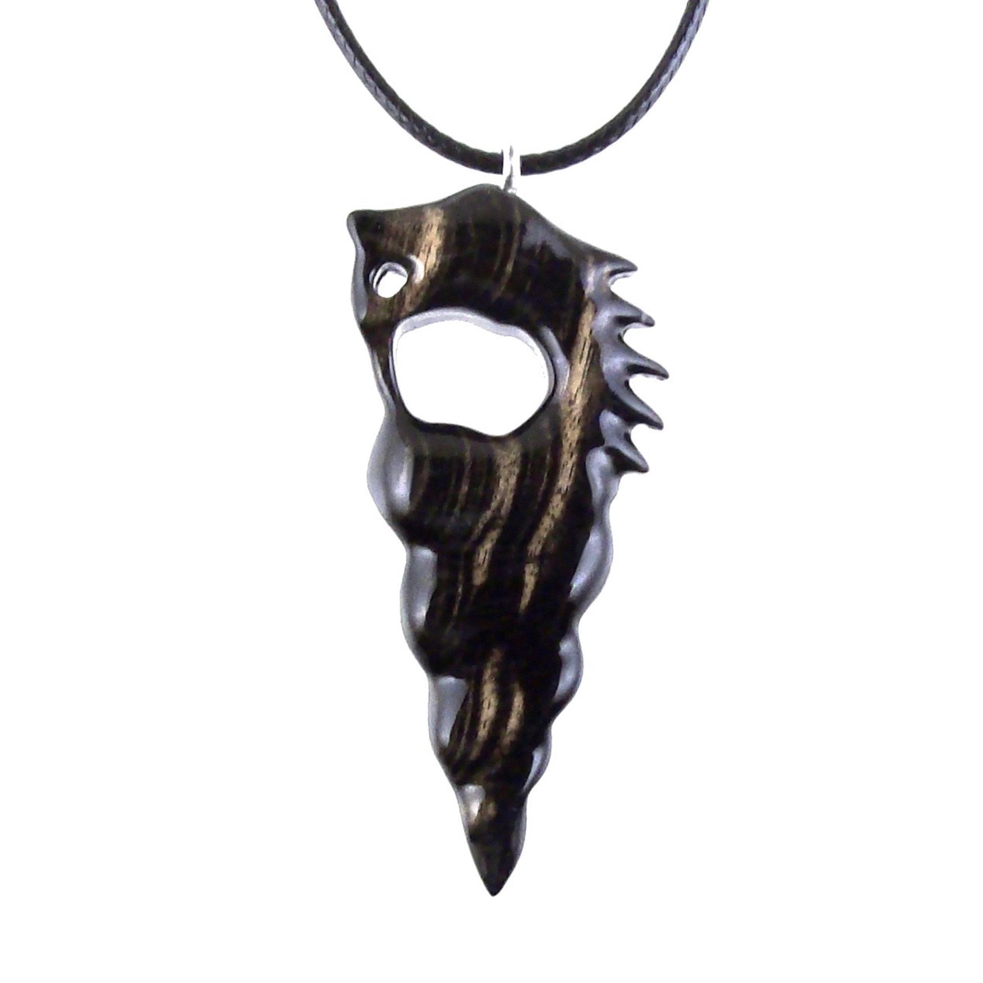 Hand Carved Wooden Nyami Nyami Pendant, Wood African Necklace, Good Luck Amulet