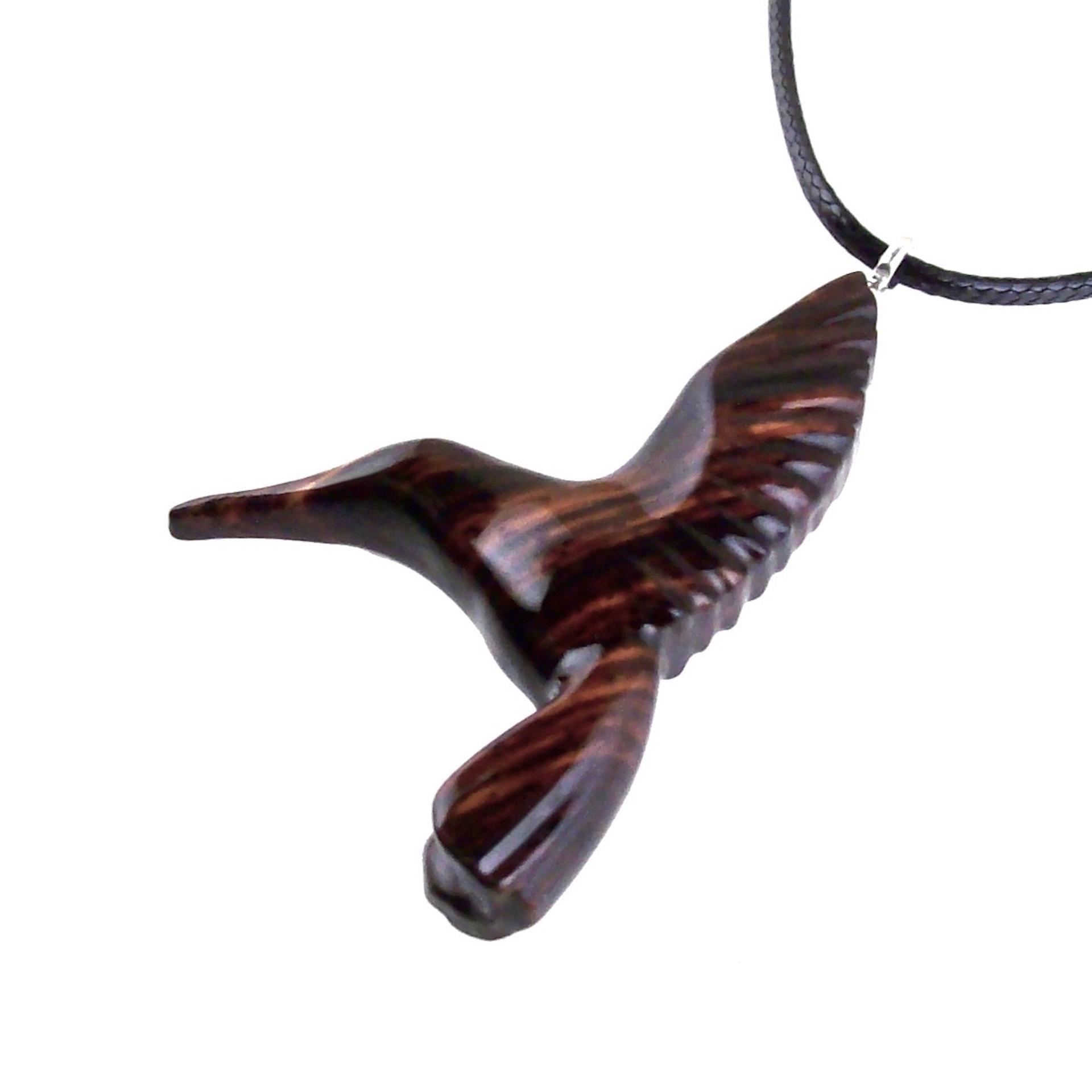 Hand Carved Wooden Hummingbird Pendant, Hummingbird Necklace, Wood Bird Jewelry Gift for Her