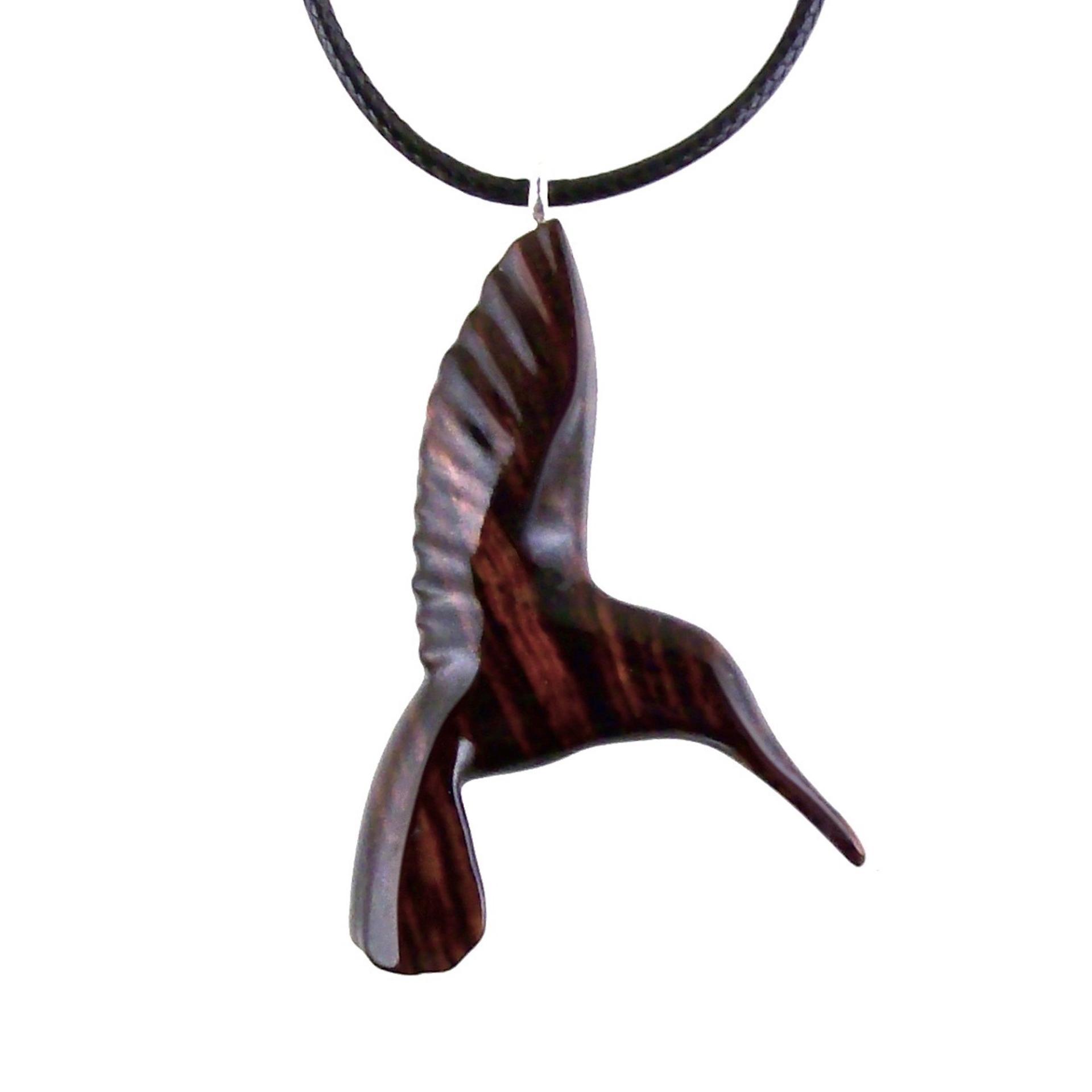 Hand Carved Wooden Hummingbird Pendant, Hummingbird Necklace, Wood Bird Jewelry Gift for Her