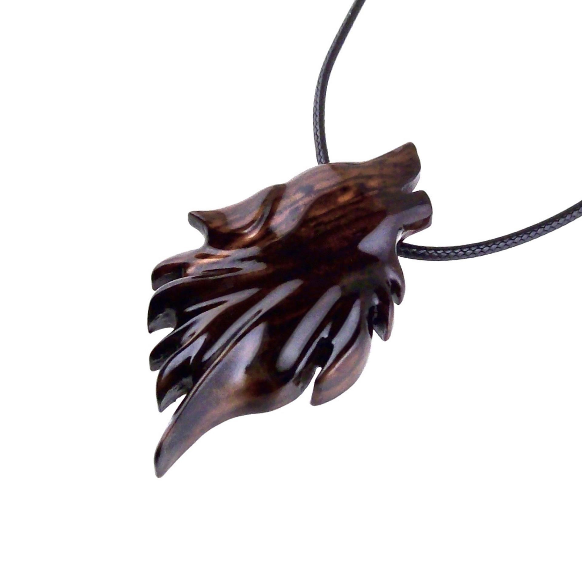 Carved Wolf Pendant, Wooden Wolf Necklace, Spirit Animal Totem, Handmade Wood Jewelry for Men or Women, One of a Kind Gift
