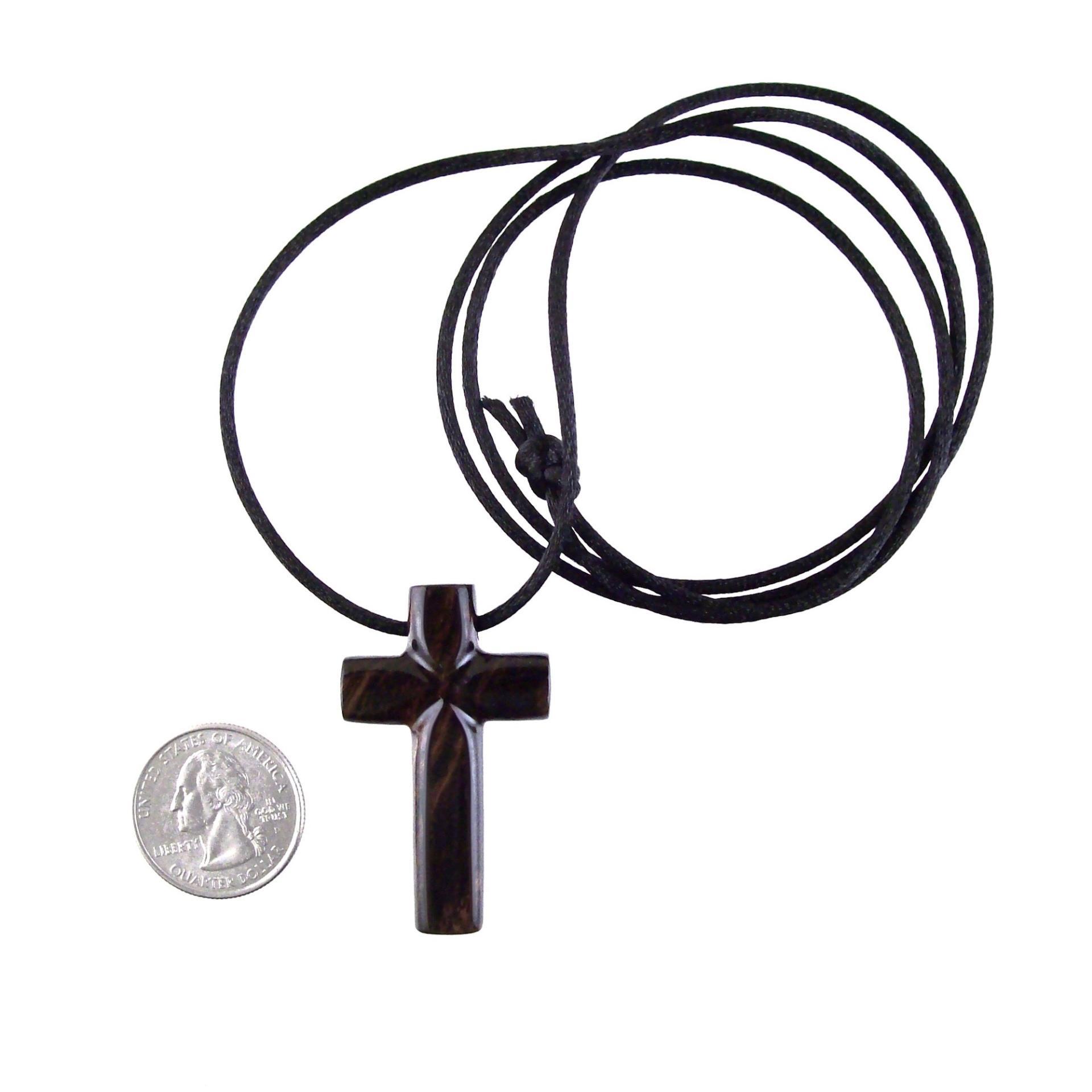 Wood Cross Necklace, Hand Carved Wooden Cross Pendant, Christian Jewelry for Men